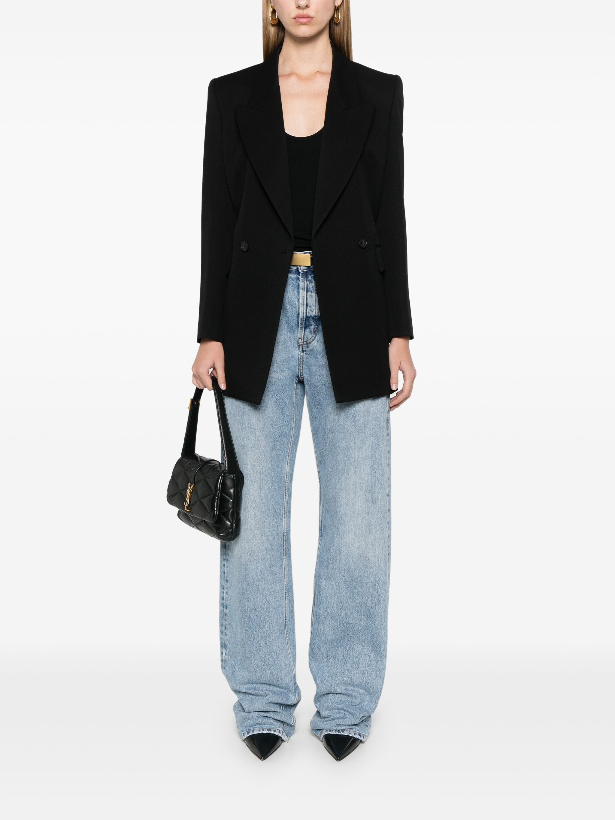 Saint Laurent Paris o1bcso1str1124 Blazer in Black Size L / US 10 / IT 46 - 2 Thumbnail