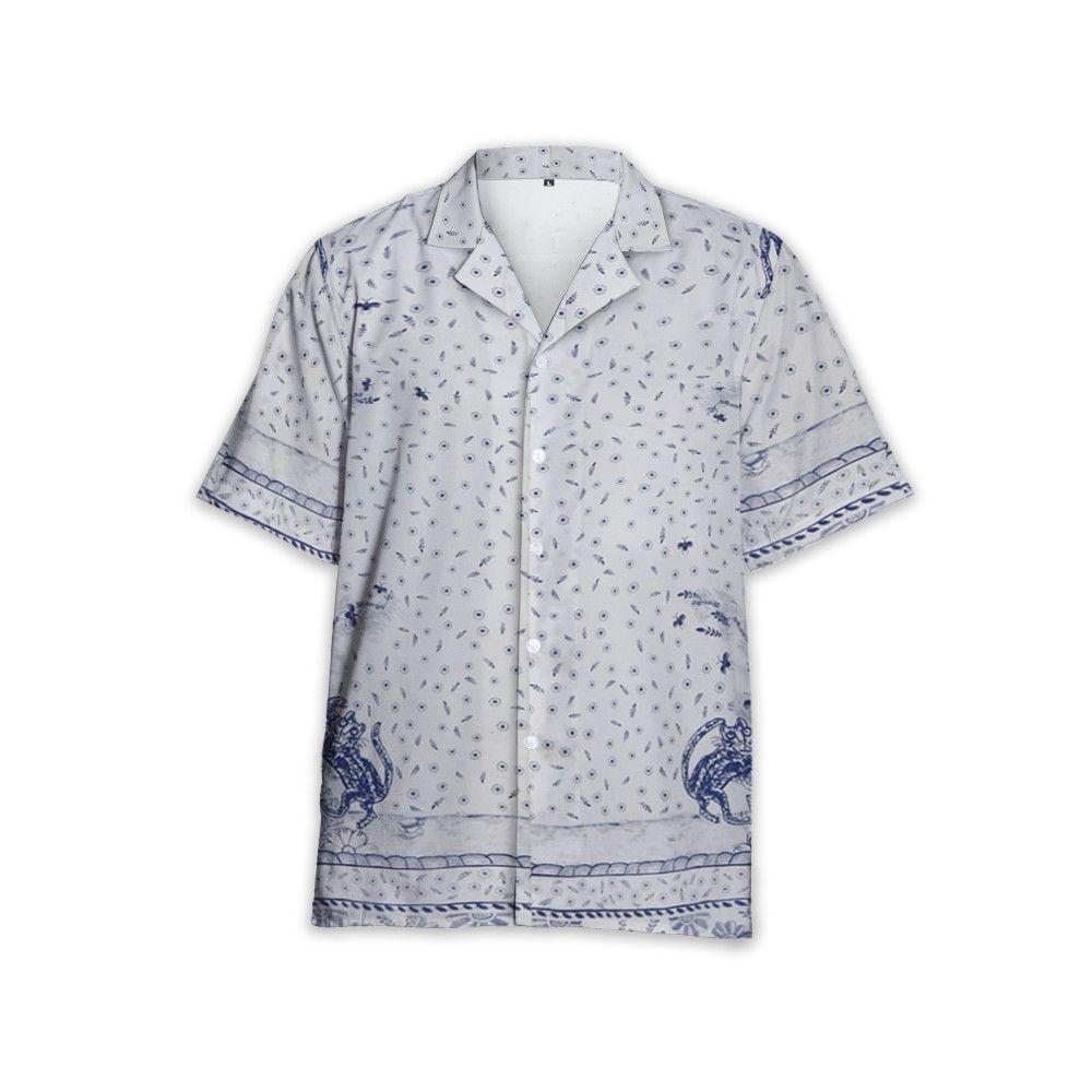 Designer Hylton Nel Shirt – White and Navy Blue Size US L / EU 52-54 / 3 - 1 Thumbnail
