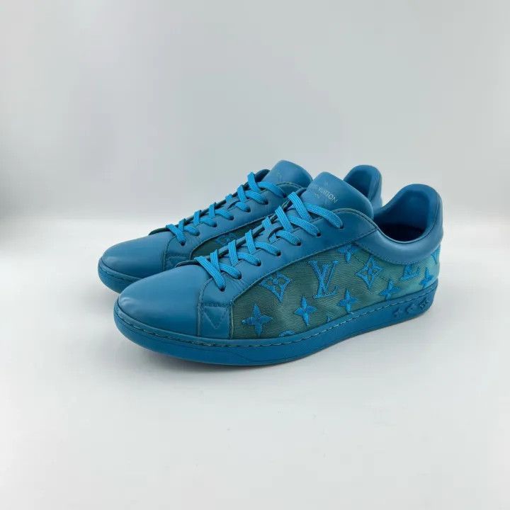 Louis Vuitton Louis Vuitton Blue Embroidered Low-Top Sneakers -2508 Size US 8 / EU 41 - 1 Thumbnail
