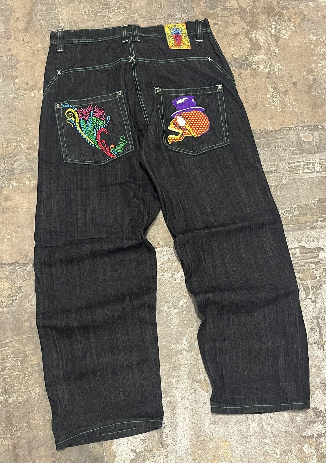 Y2k baggy fit embroidery jnco style jeans hype opium