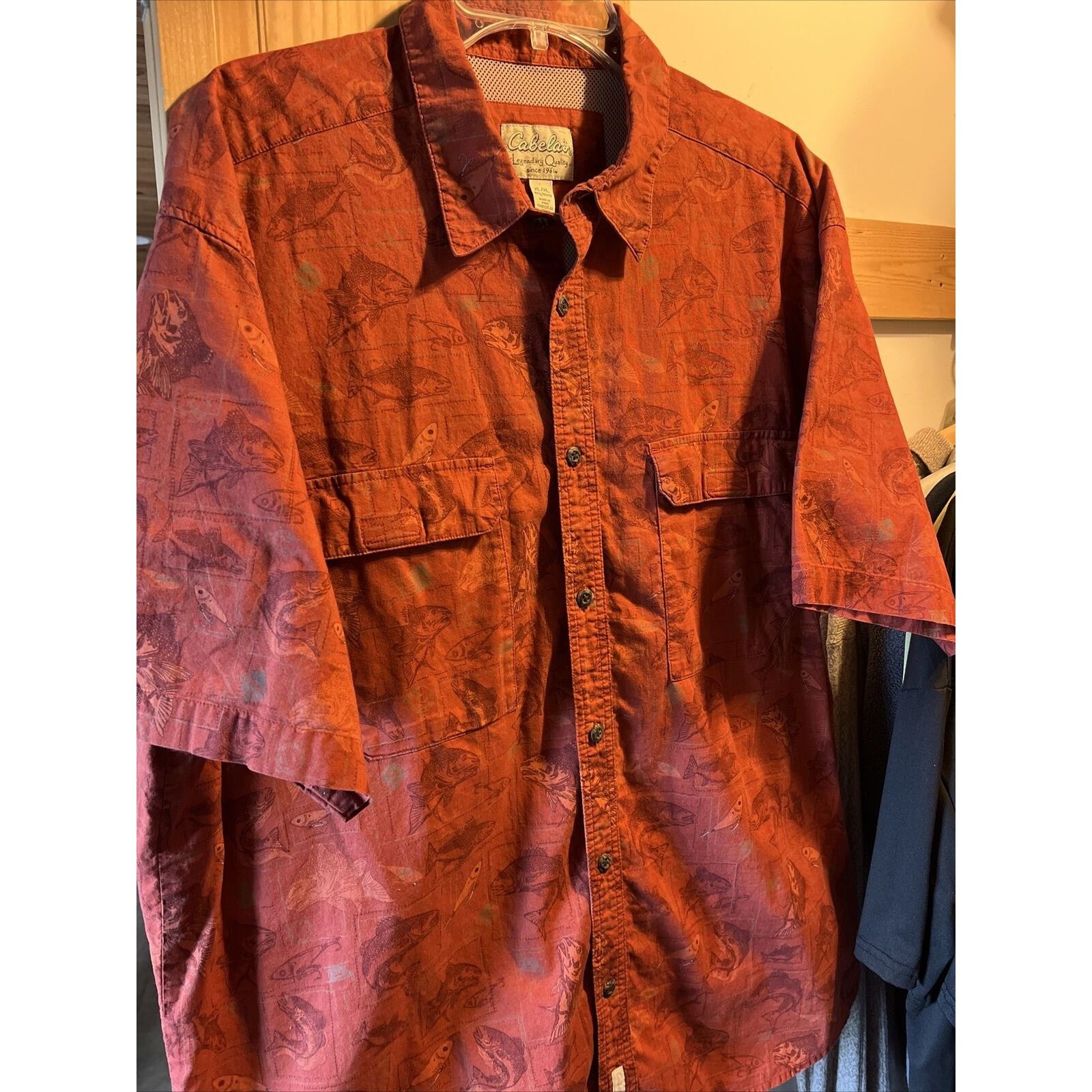 Cabelas Cabelas Shirt Men XL Button Burnt Orange Fish All Over Print Size US XL / EU 56 / 4 - 5 Thumbnail