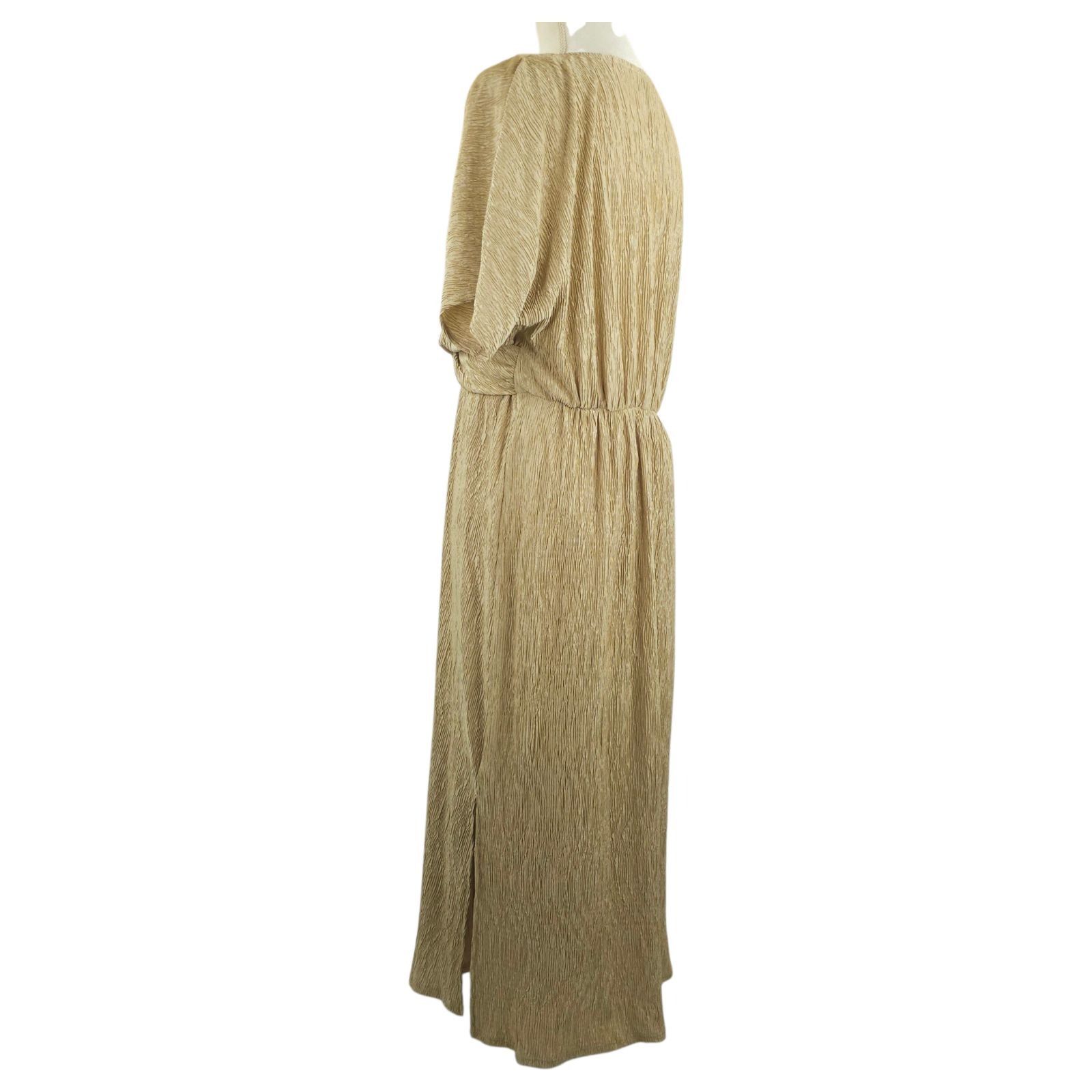 Other Jodifl Dress L Metallic Gold Shimmer Cross Front Maxi Slits Size L / US 10 / IT 46 - 16 Thumbnail
