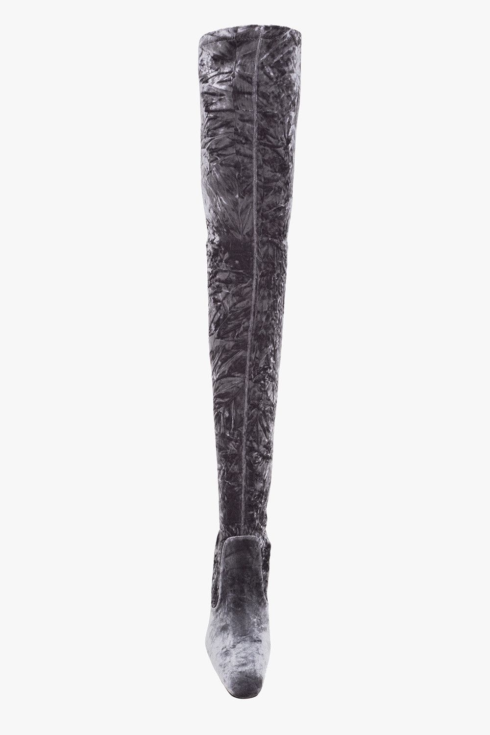 Saint Laurent Paris o1s1wg111024 Lucky Boots & Mules in Velvet in Grey Size US 6.5 / IT 36.5 - 4 Thumbnail