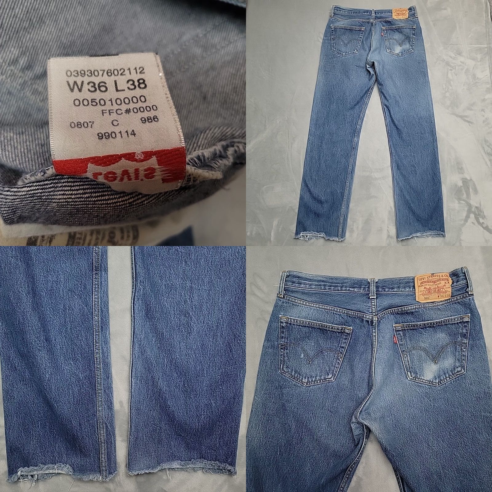 Denime VINTAGE Levis Jeans 501 Mens 34 Regular Blue Denim Straight Leg Button Fly Pants 90s USA Classic Mens Size US 34 / EU 50 - 8 Thumbnail