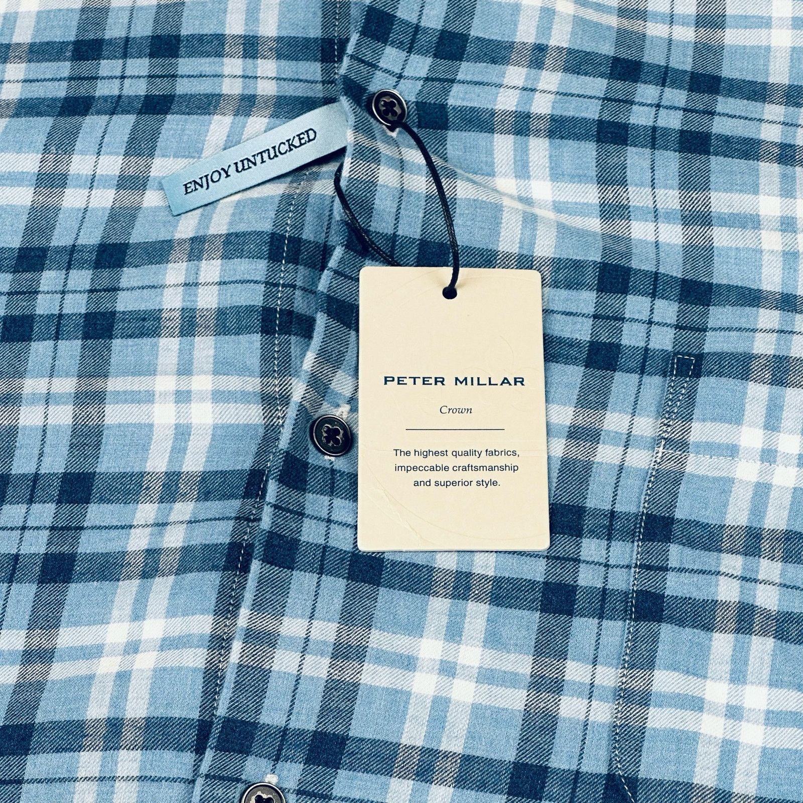 Peter Millar Peter Millar Men’s XL Blue Plaid Button Up L/S Shirt NEW Size US XL / EU 56 / 4 - 6 Thumbnail