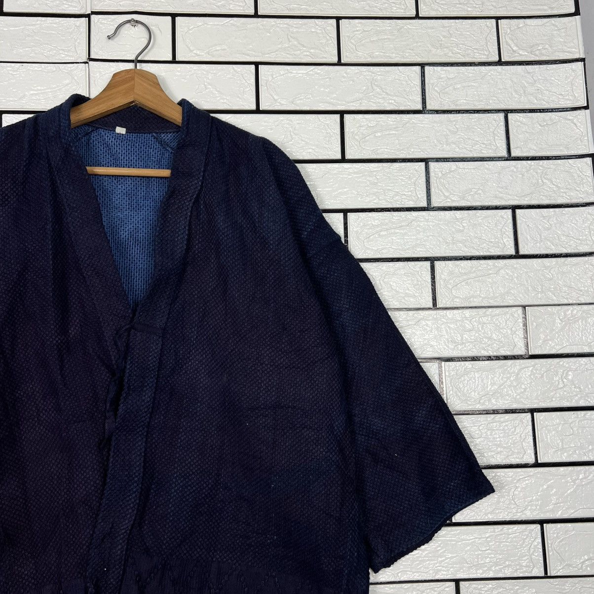 Vintage Bushu Navy Blue Indigo Shashiko Thick Weave Kimono 4133-C188 Size US L / EU 52-54 / 3 - 6 Thumbnail
