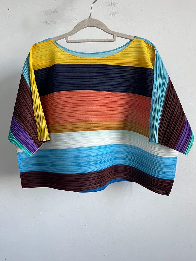 Issey Miyake Issey Miyake size:3 Colorful striped top with short sleeve Size S / US 4 / IT 40 - 1 Thumbnail