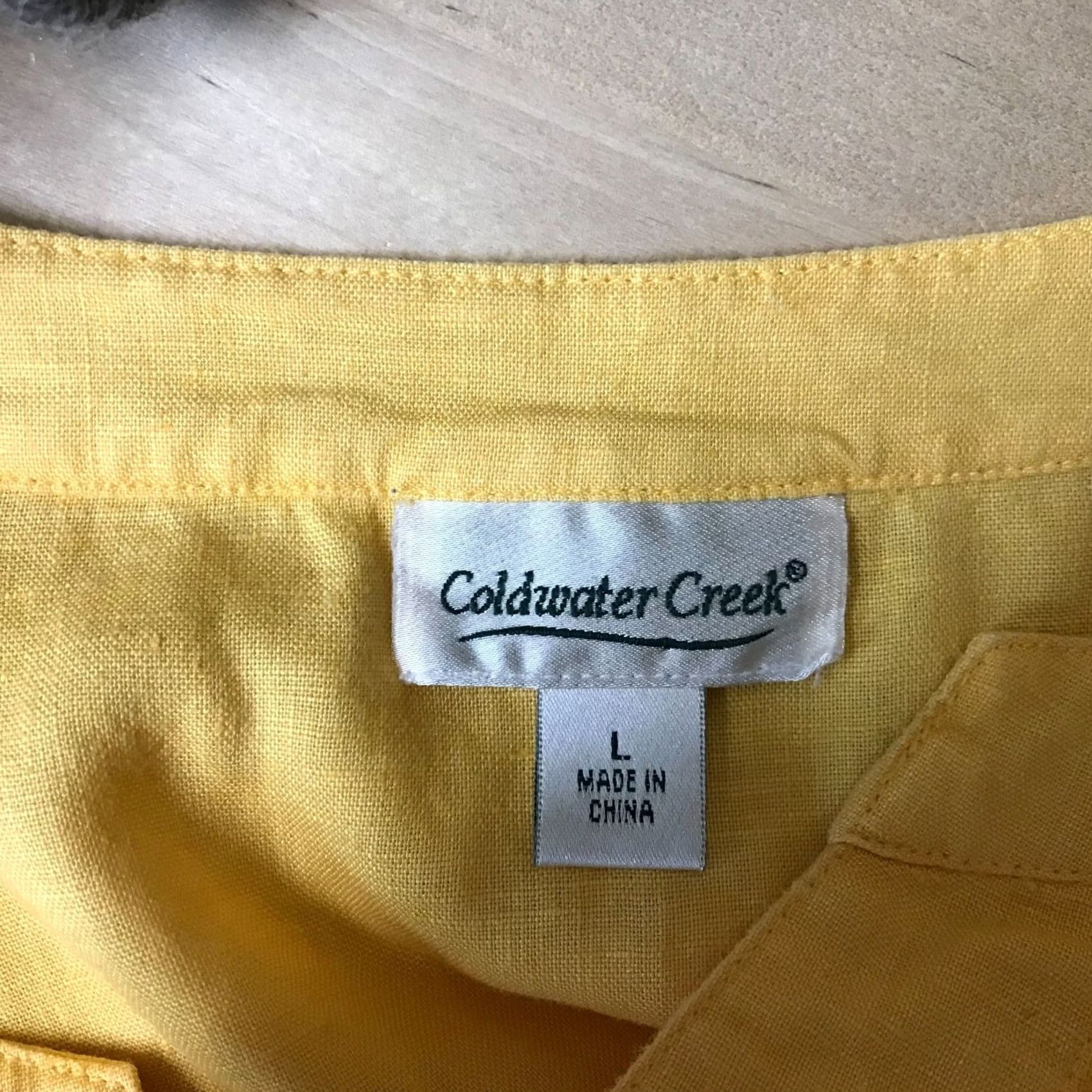 Coldwater Creek COLDwater CREEK Yellow Womens Large 3/4 Sleeve Vneck 100% Linen Top w/Pocket Size L / US 10 / IT 46 - 7 Thumbnail
