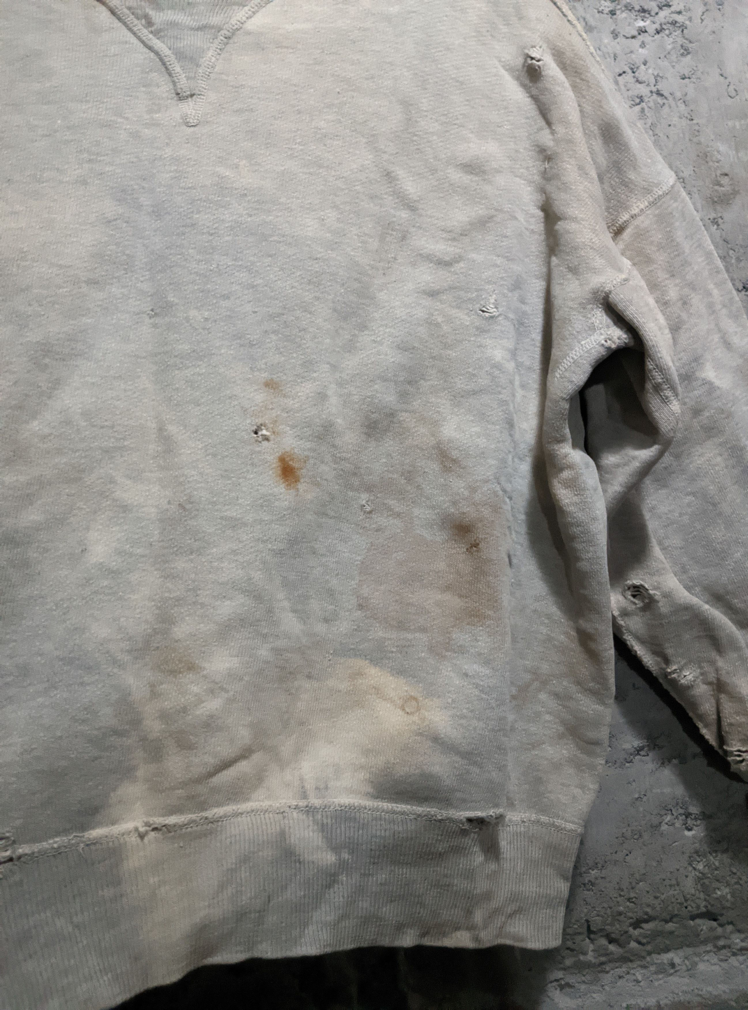 Vintage Vintage 40s destroyed single v sweatshirt afterhood Size US L / EU 52-54 / 3 - 3 Thumbnail