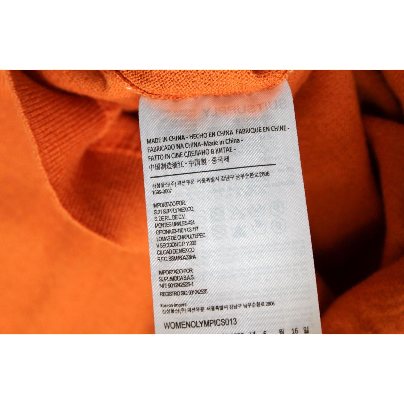 Suitsupply Suitsupply Olympics T-Shirt Women's 2XL Merino Wool Cotton Knitted Short Sleeve Orange Crew Neck Summer Casual Womens Size XXL / US 16-18 / IT 52-54 - 6 Thumbnail