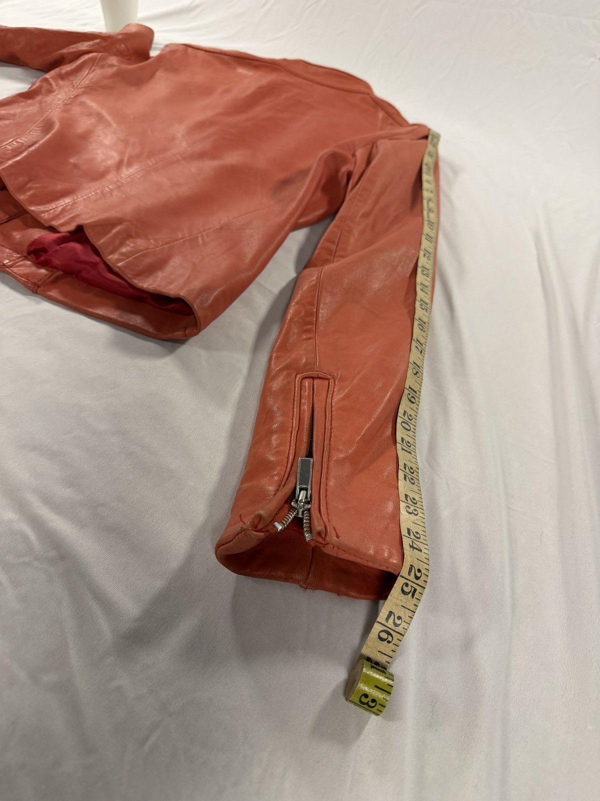 Neiman Marcus Neiman Marcus Exclusive Pink Leather Peach Biker Jacket S Size S / US 4 / IT 40 - 11 Thumbnail