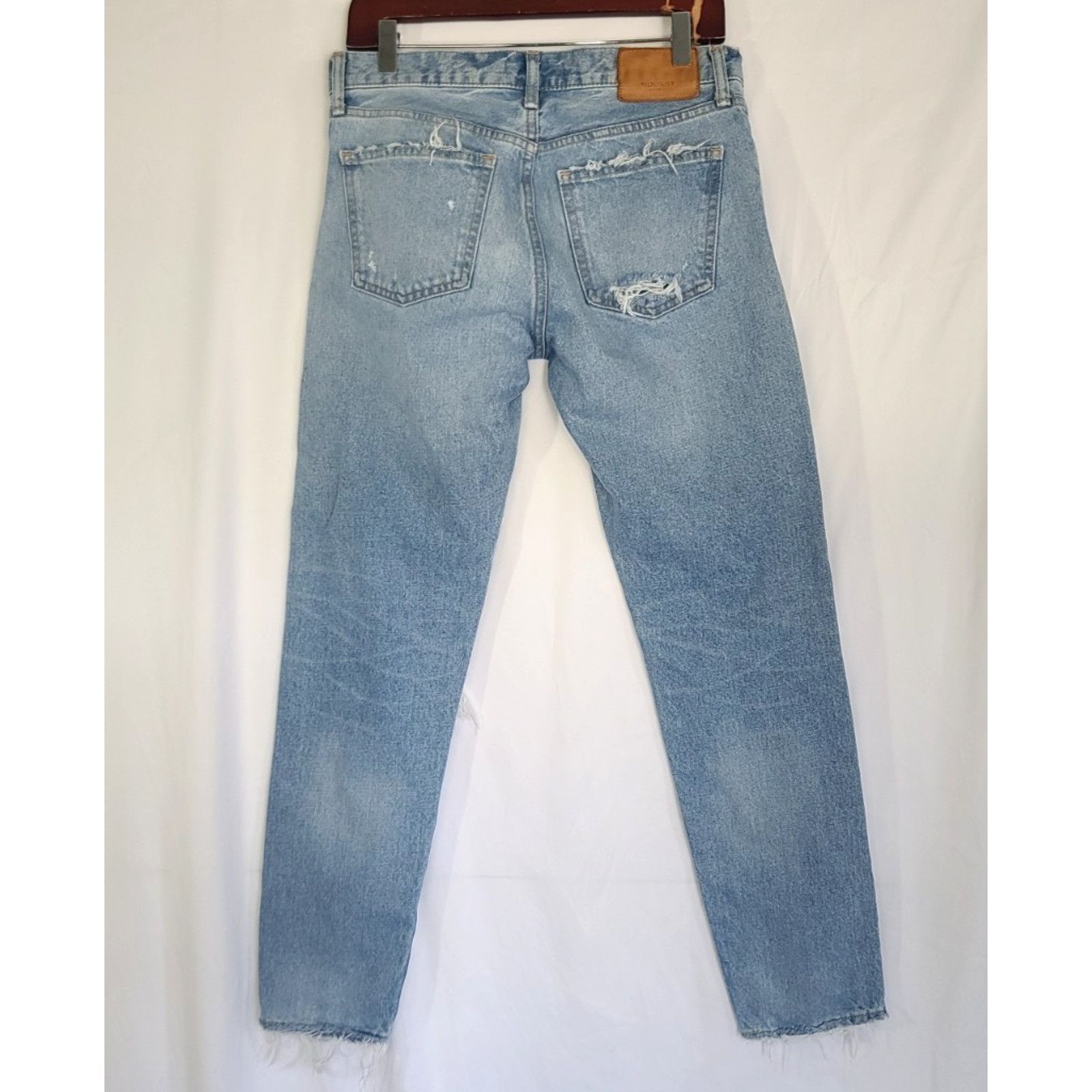 MOUSSY Moussy Vintage Womens May Tapered Destroyed Jeans Blue 27 Size 27" / US 4 / IT 40 - 6 Thumbnail