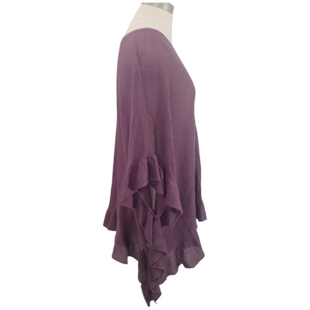 Designer CT1987 Garnet Hill Purple Ruffle Trim Cashmere Sweater M Size M / US 6-8 / IT 42-44 - 3 Thumbnail