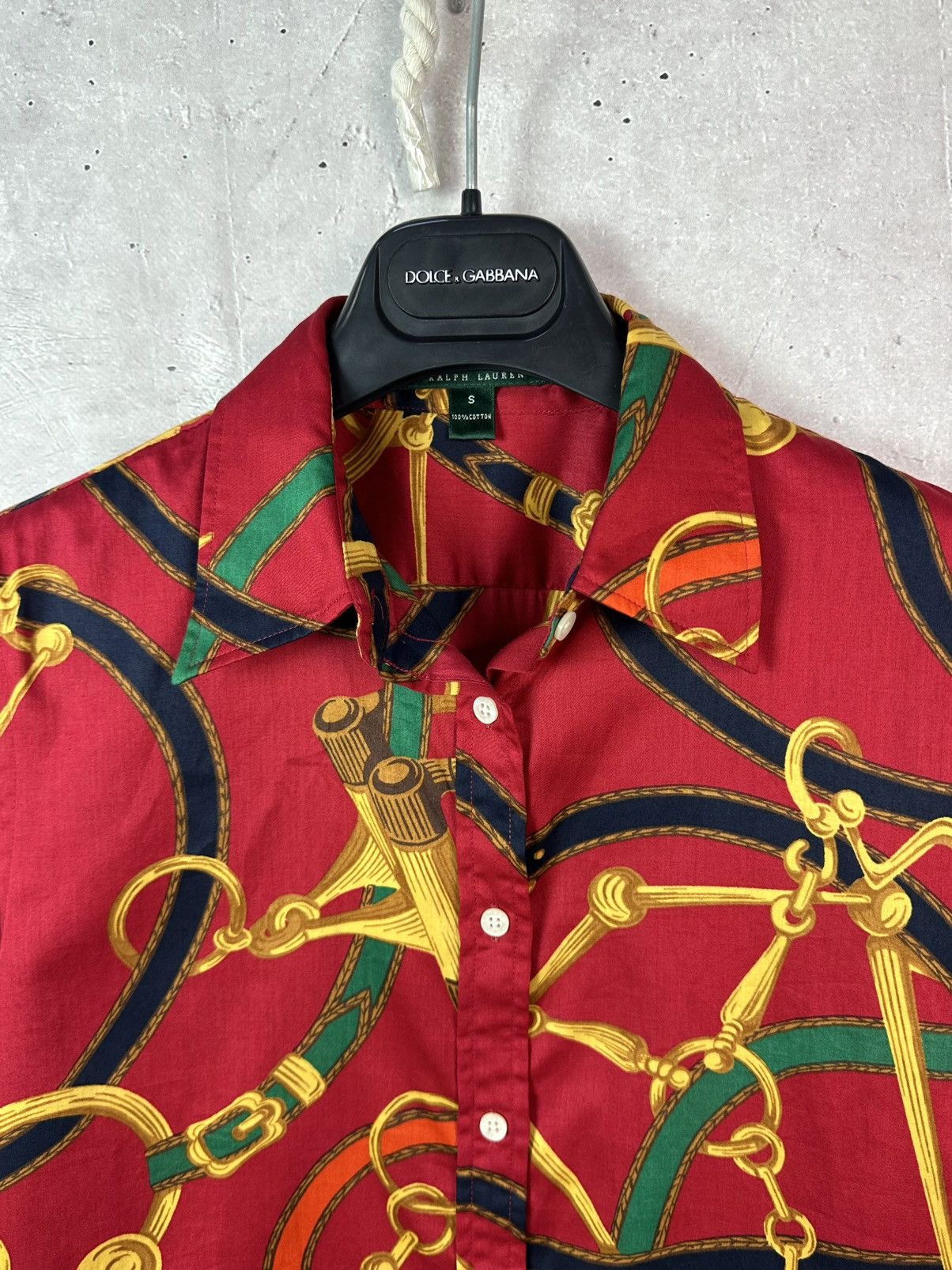 Polo Ralph Lauren Vintage Polo Ralph Lauren Chain-Print Red Long Sleeve Shirt Size S / US 4 / IT 40 - 4 Thumbnail