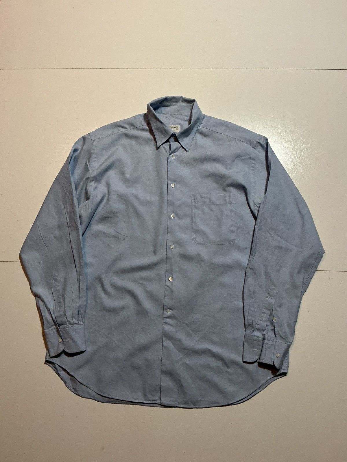 Armani Collezioni Armani Collezioni Made In Italy Blue Button Dress Shirt Size US XL / EU 56 / 4 - 1 Thumbnail