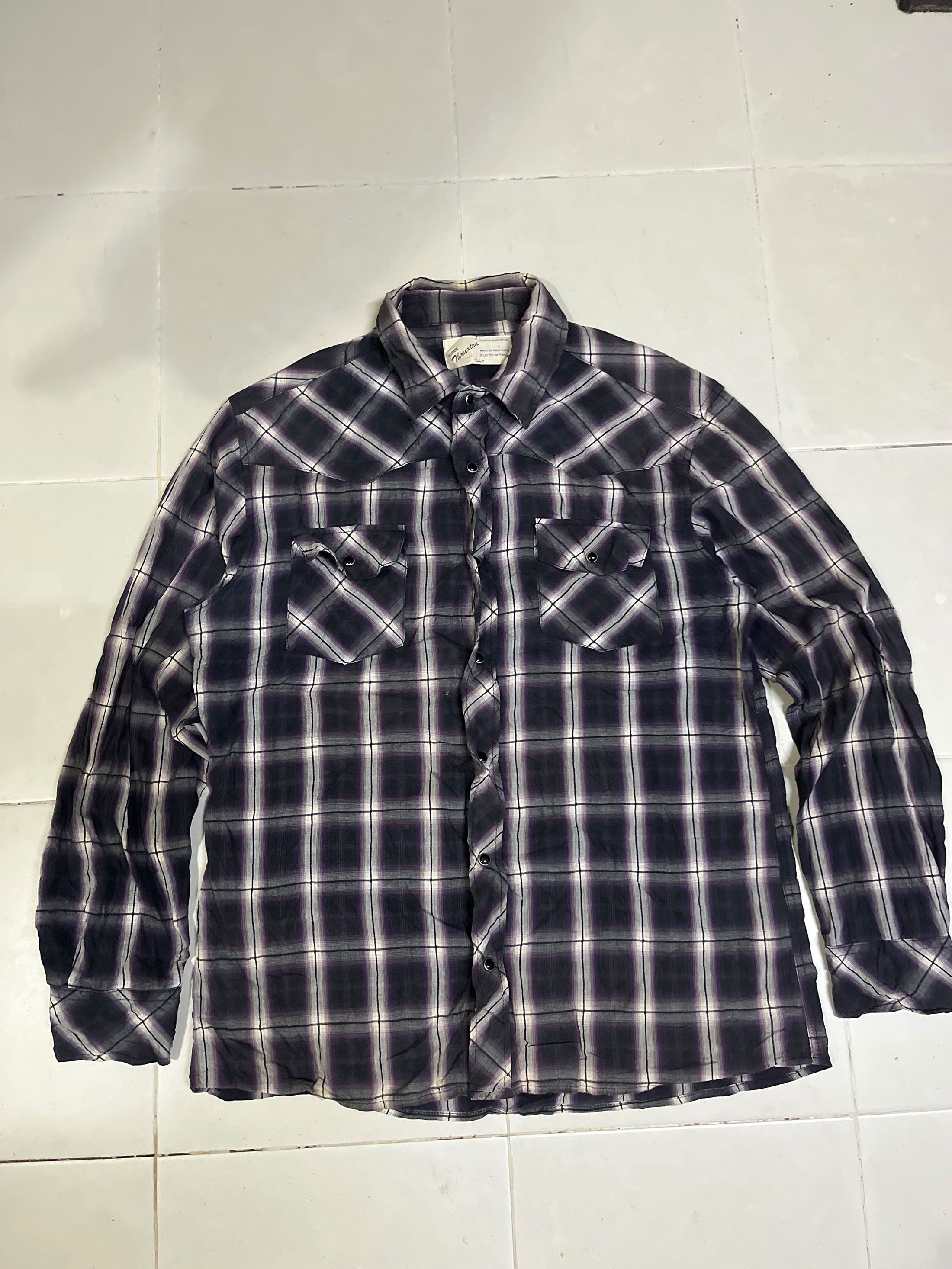 Japanese Brand Thruxton Checked Plaid Snap Button Western Dress Long Sleeve Size US XL / EU 56 / 4 - 1 Thumbnail
