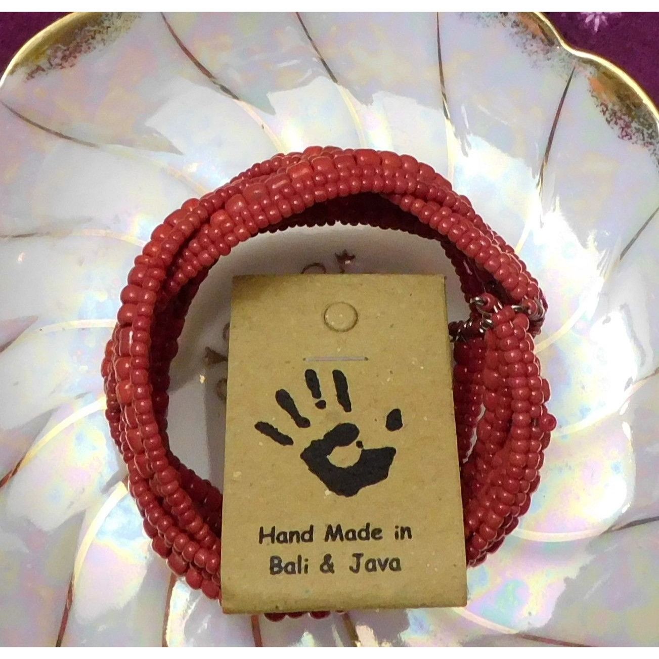 Other Archipelago Hand Made Red Beaded Cuff Bracelet Size ONE SIZE - 5 Thumbnail
