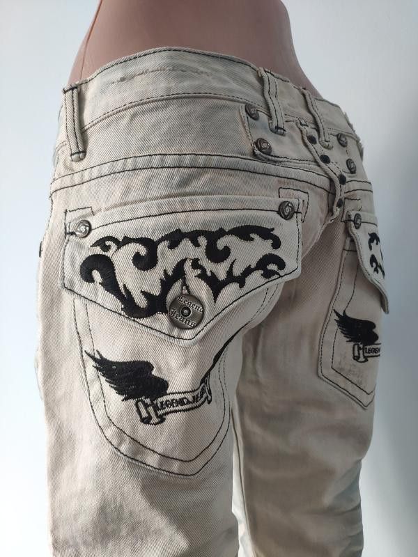 Japanese Brand Low rise Beige Jeans Bleached sz XXS Legend Jeans Size 29" - 7 Thumbnail