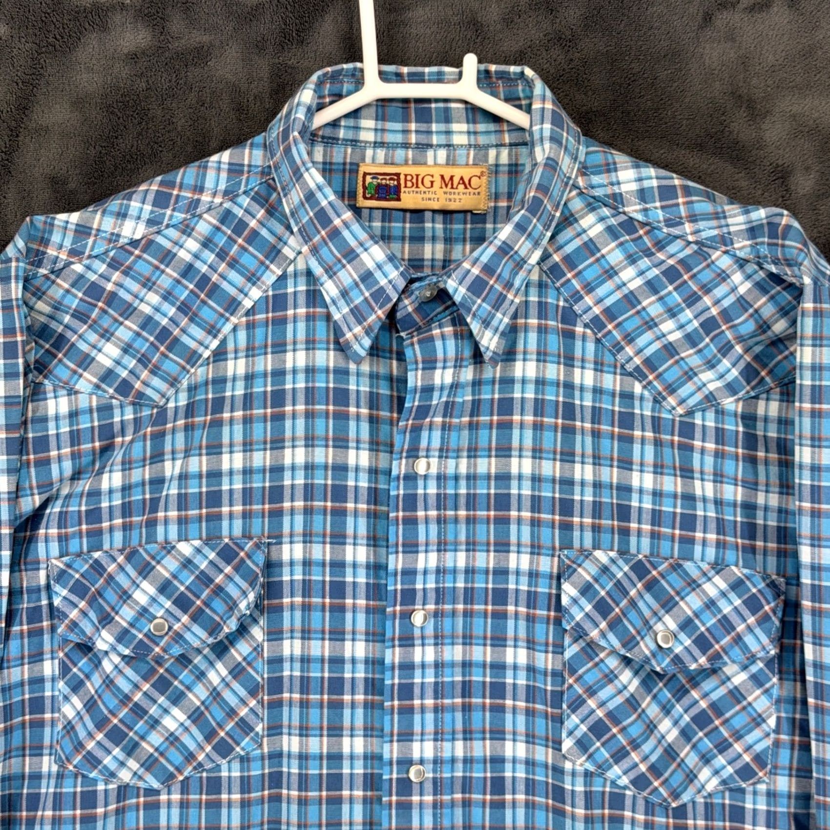 Vintage VINTAGE Big Mac Mens Shirt Western Plaid Long Sleeve Pearl Snap XXL Blue Size US XXL / EU 58 / 5 - 2 Thumbnail