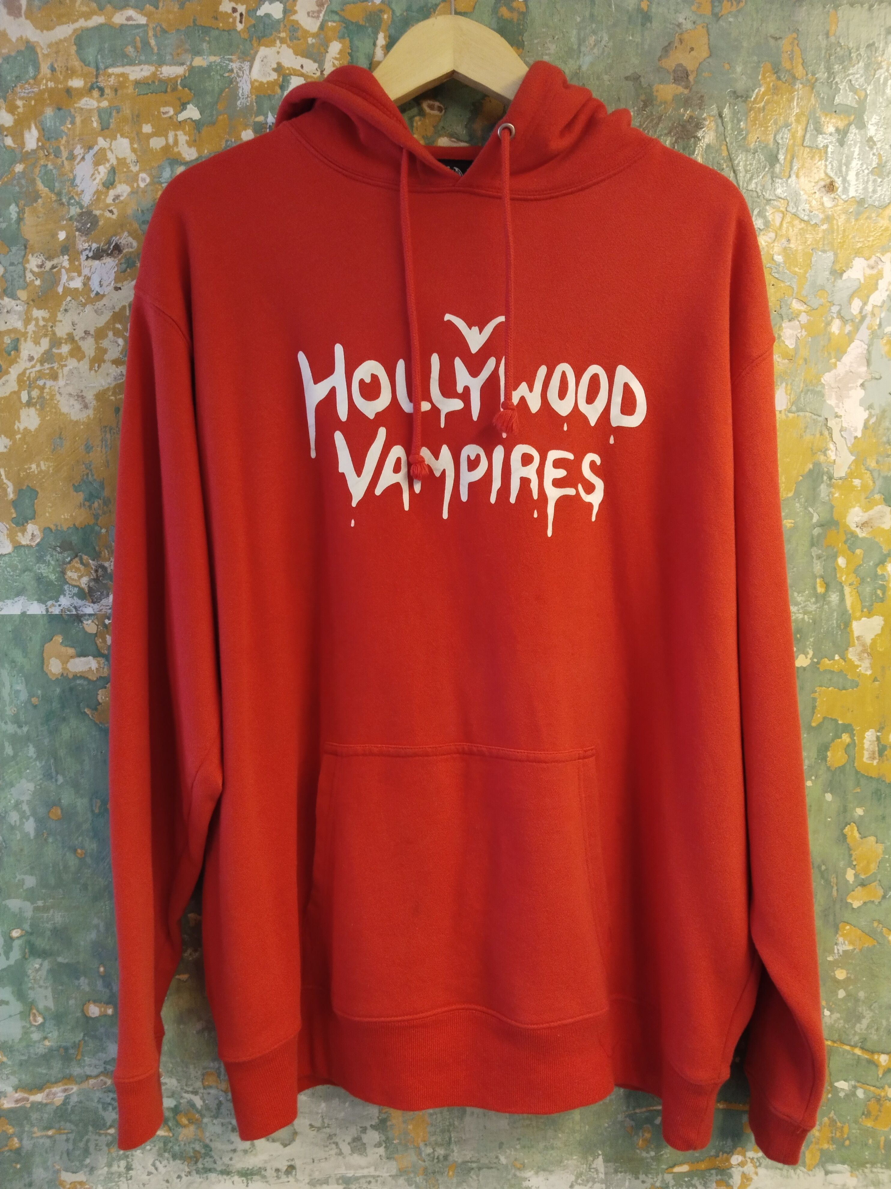 image of Band Tees x Rock Tees Hollywood Vampires Hoodie in Red, Men's (Size XL)