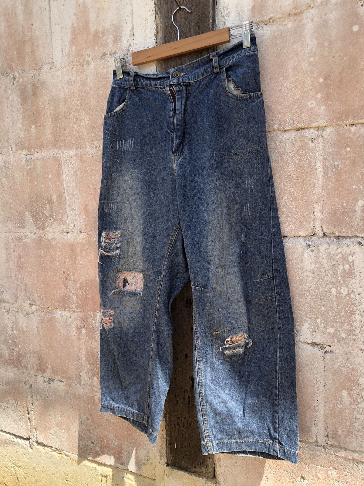 Jean Cawaii Baggy Jeans Patchwork Destress Size US 29 - 3 Thumbnail