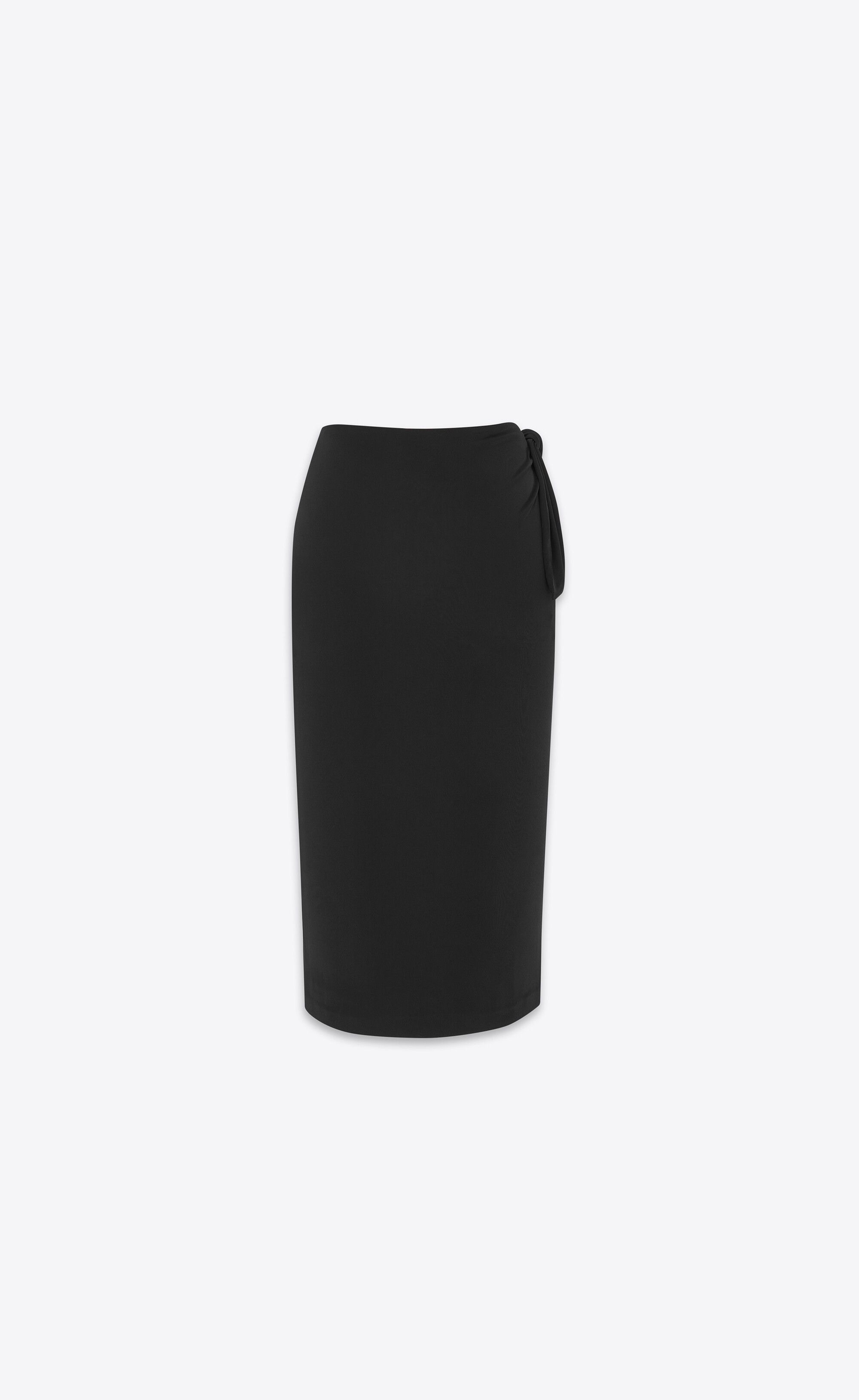 Saint Laurent Paris o1bcso1str0426 Warp Pencil Skirt In Shiny Jersey in Black Size 30" / US 8 / IT 44 - 1 Thumbnail