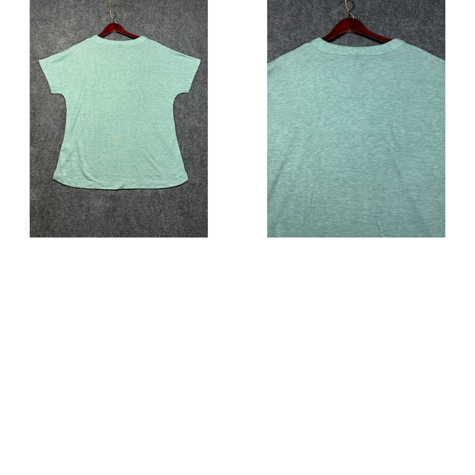 Pendleton Pendleton Womens Large Green Stretch Knit Lace Up Neck V-Neck T-Shirt Short Sleeve Cap Casual Shirt Ladies Regular Fit Size L / US 10 / IT 46 - 8 Thumbnail