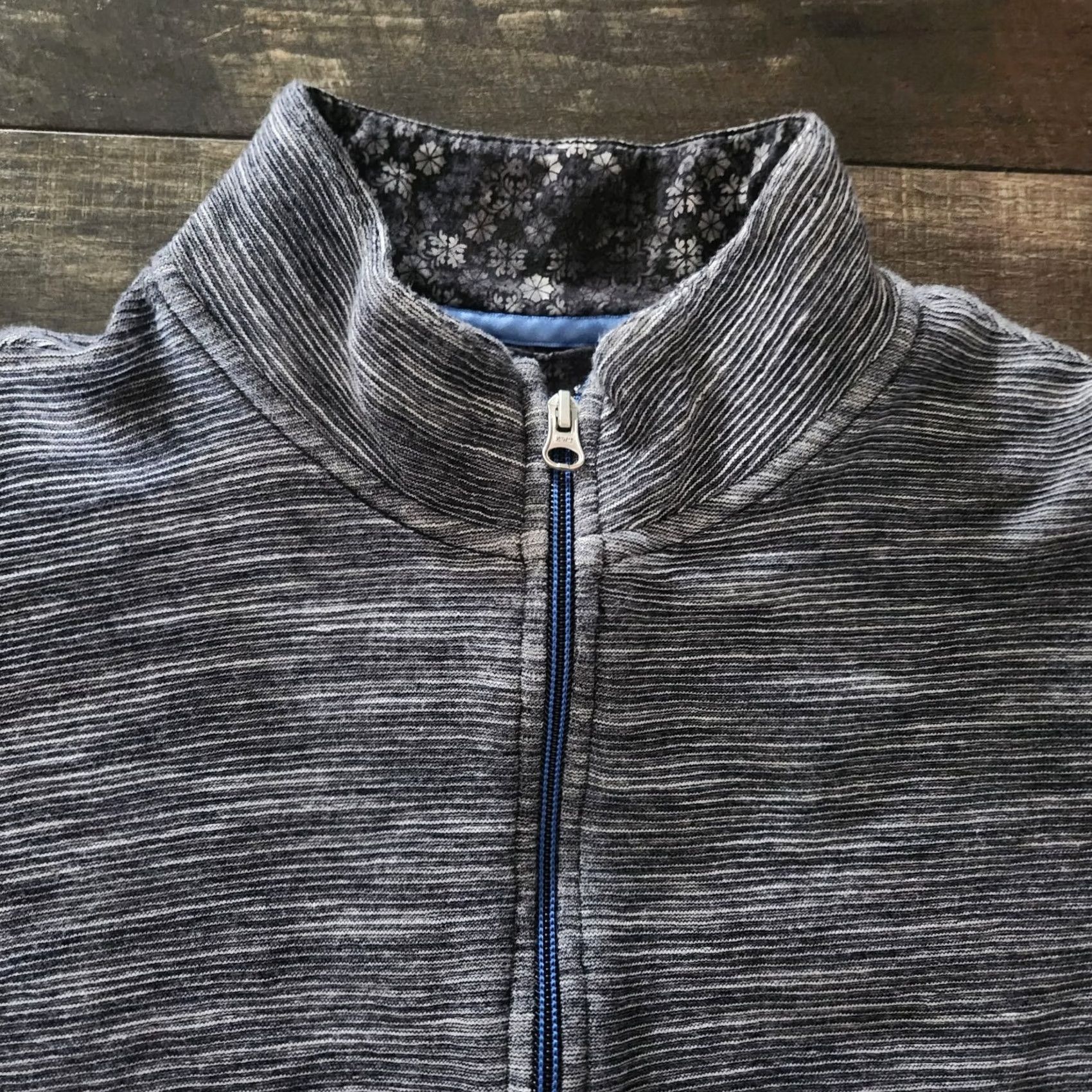 Robert Graham Robert Graham Full Zip Sweater Mens Large Gray Ribbed Knit Lightweight Jacket Size US L / EU 52-54 / 3 - 3 Thumbnail
