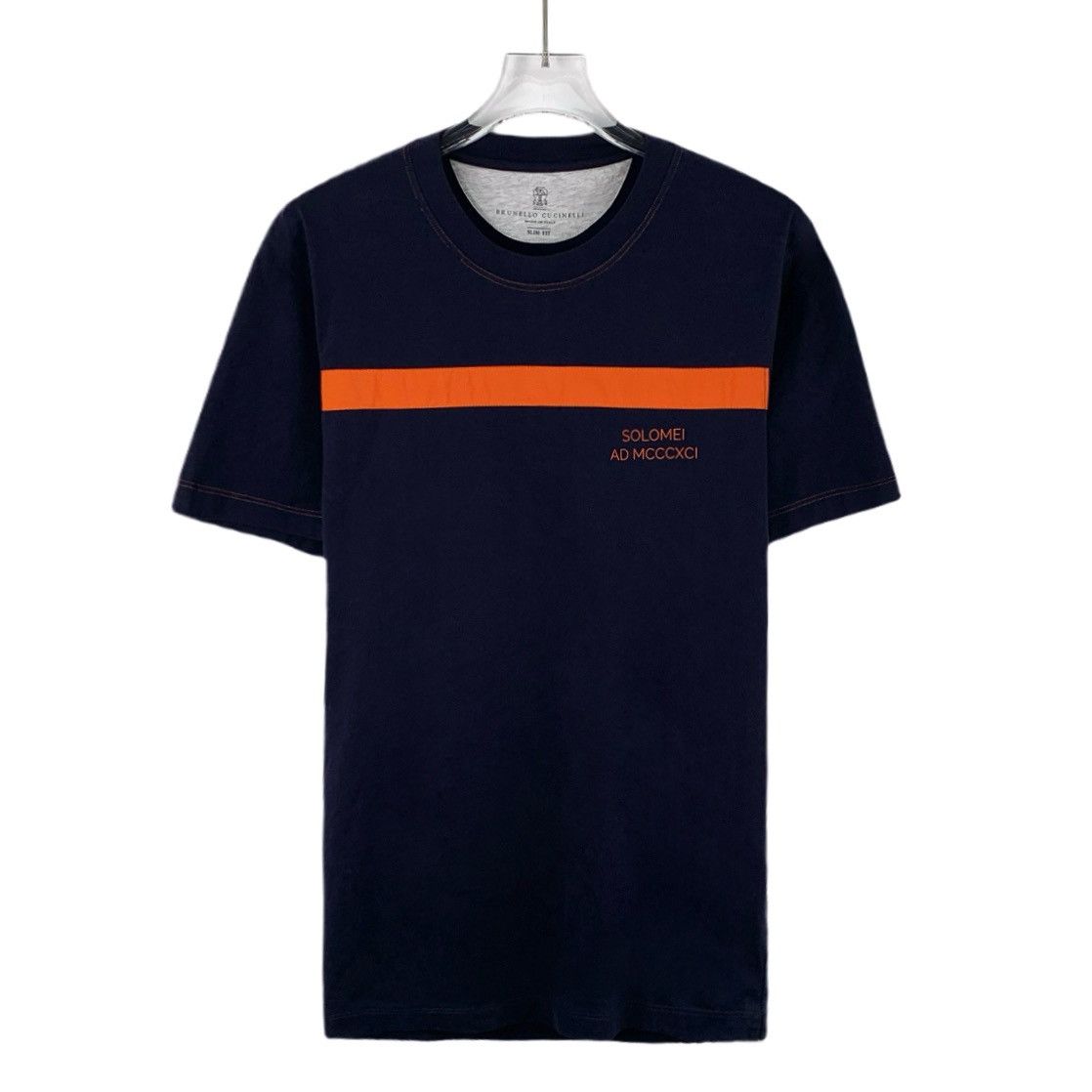 Brunello Cucinelli BC Dark Blue Stripe Cotton Short Sleeve T-Shirt K26WX Size US XS / EU 42 / 0 - 1 Thumbnail