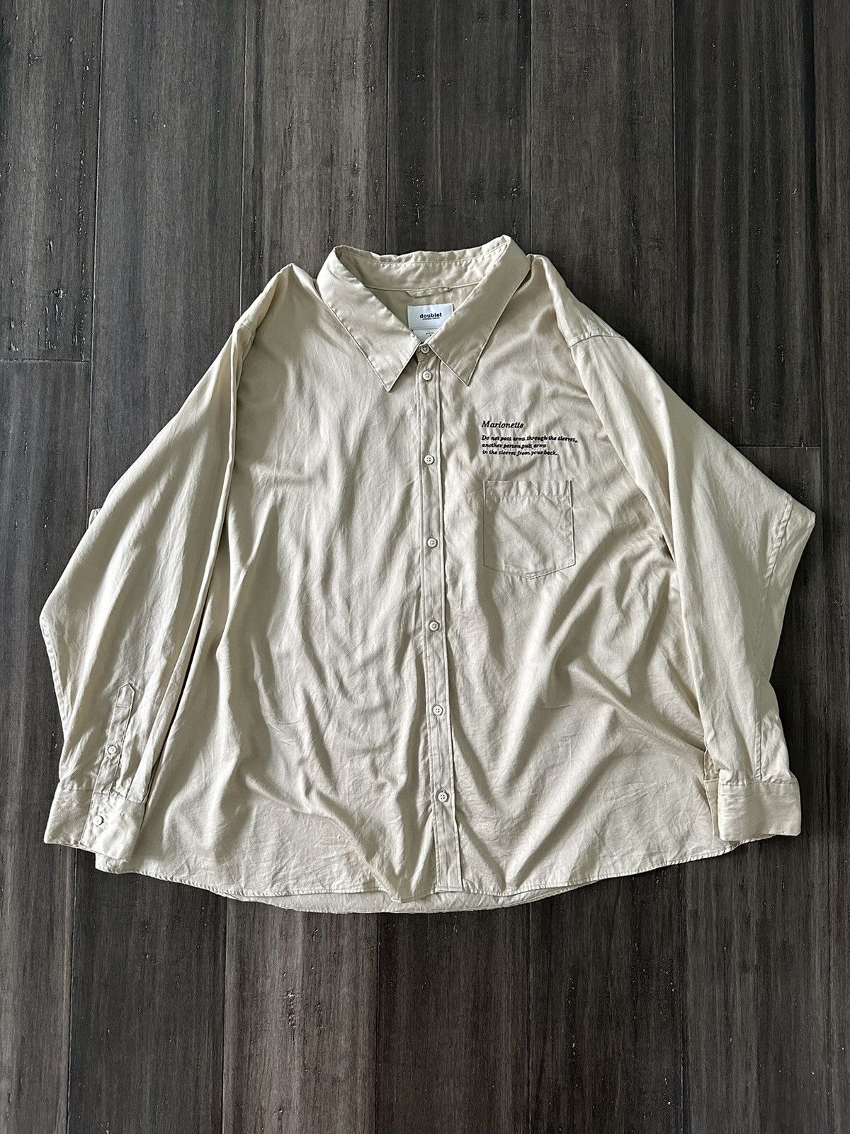 image of Doublet 20Ss Hide And Show Marionette Shirt Tan, Men's (Size Medium)