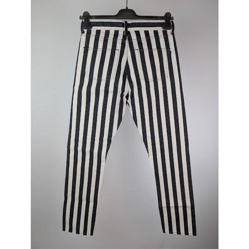 Saint Laurent Paris o1rshd1 Fold Bespoke Stripe Straight Denim Jeans Black/White Size US 30 / EU 46 - 11 Thumbnail