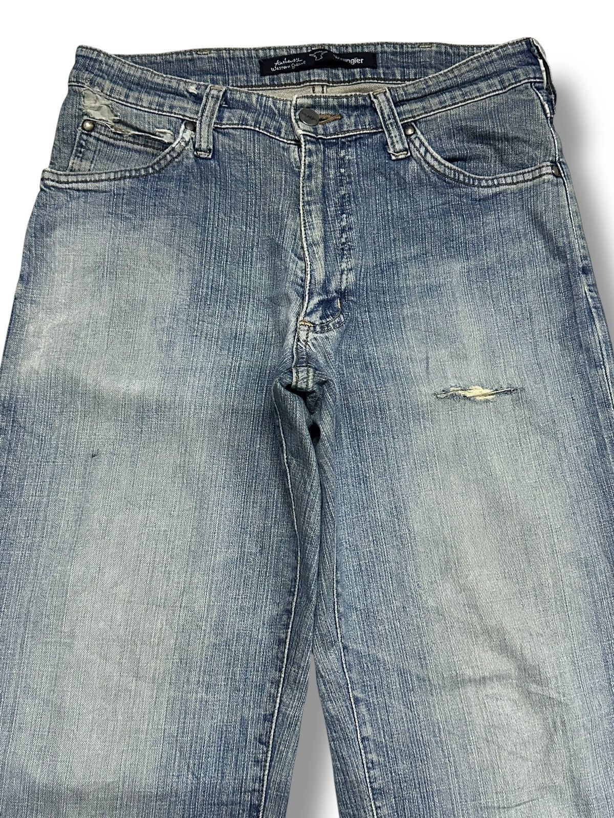 Japanese Brand Wrangler Rare Silver Colour Wideleg Style and Faded Wash Size US 30 / EU 46 - 3 Thumbnail