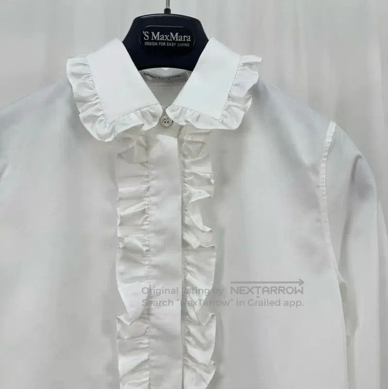Yves Saint Laurent YSL White Ruffled Long Sleeve Shirt for Women . Size XS / US 0-2 / IT 36-38 - 3 Thumbnail