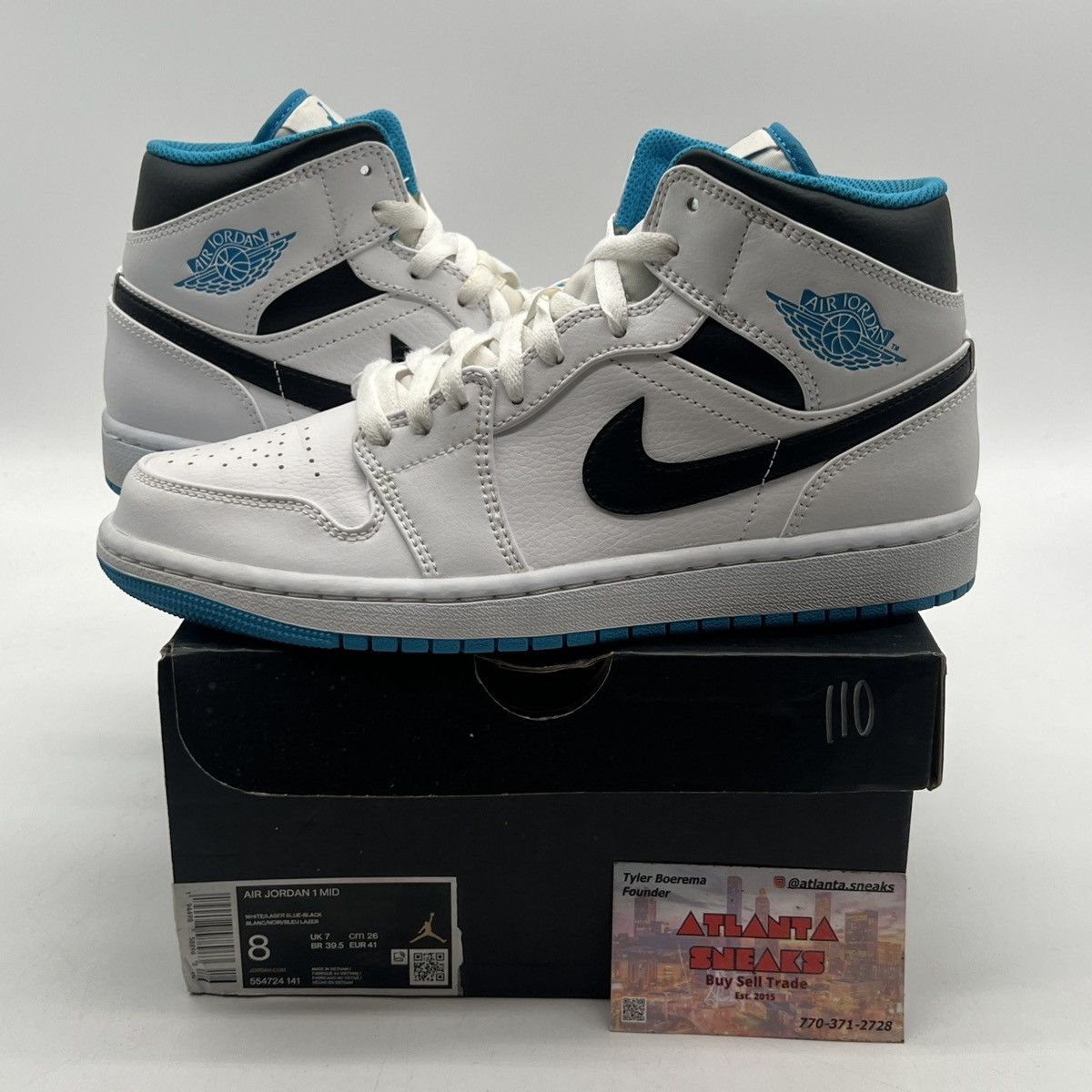 Nike Air Jordan 1 mid laser blue Size US 8 / EU 41 - 1 Thumbnail