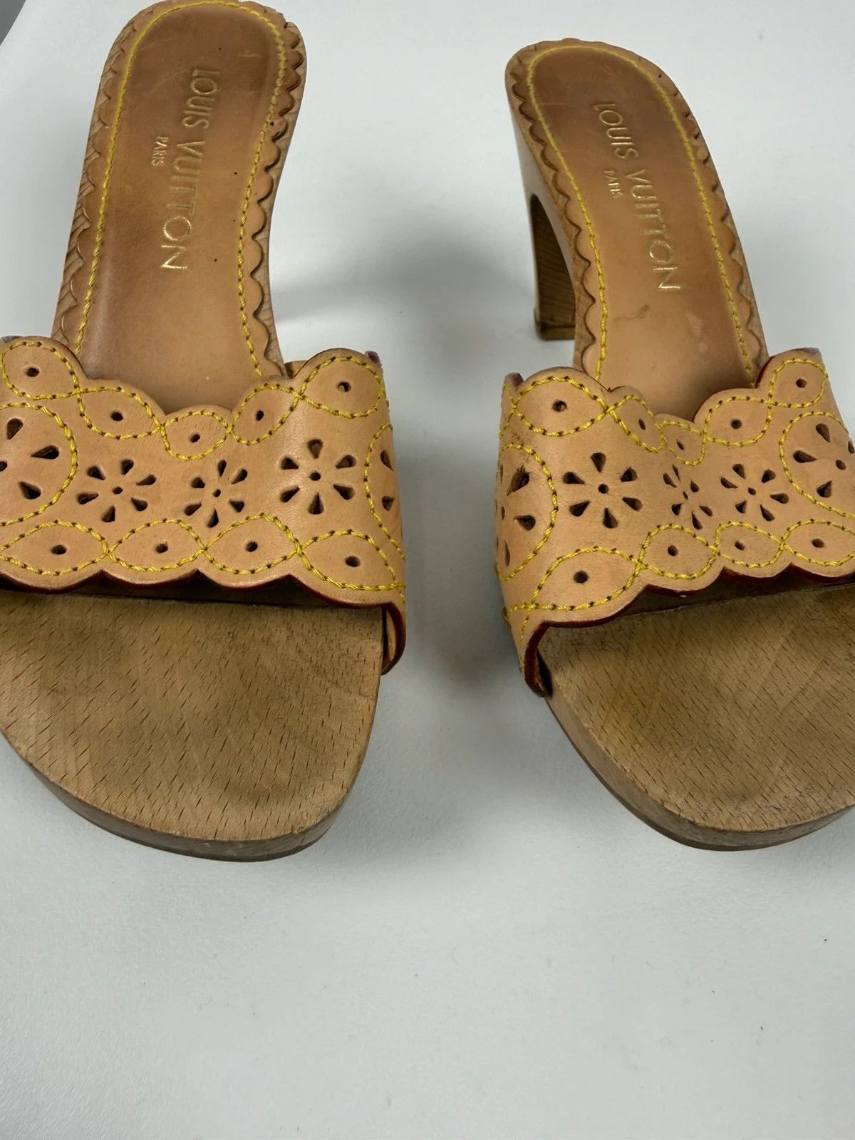 Louis Vuitton Louis Vuitton Leather Wooden Slides Clog Sandals size 37 Size US 7 / IT 37 - 6 Thumbnail