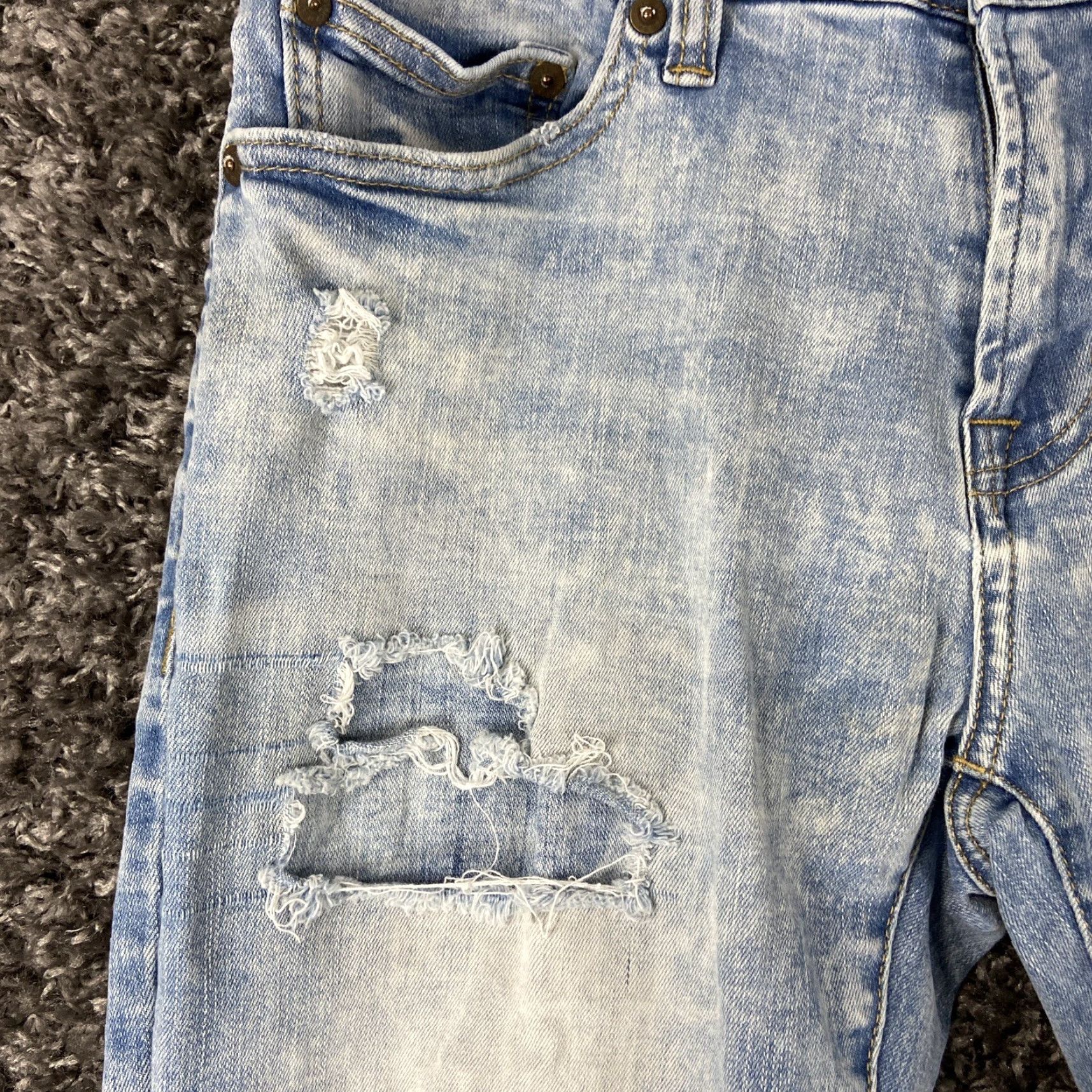 American Eagle Outfitters AMERICAN EAGLE Skinny Distressed Stretch Jeans Men's 30x30 Blue Size US 30 / EU 46 - 5 Thumbnail