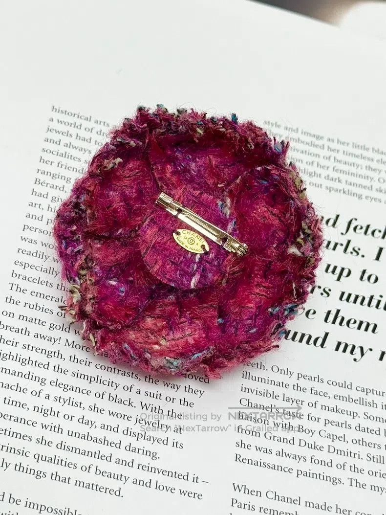 Chanel Chanel 14A handicraft workshop orange pink camelia brooch Size ONE SIZE - 3 Thumbnail