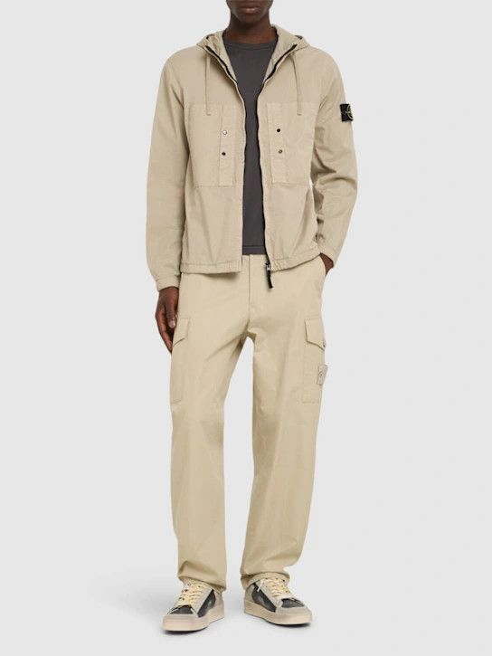 o1lsvrm0425 Short Stretch Cotton Parka in Desert