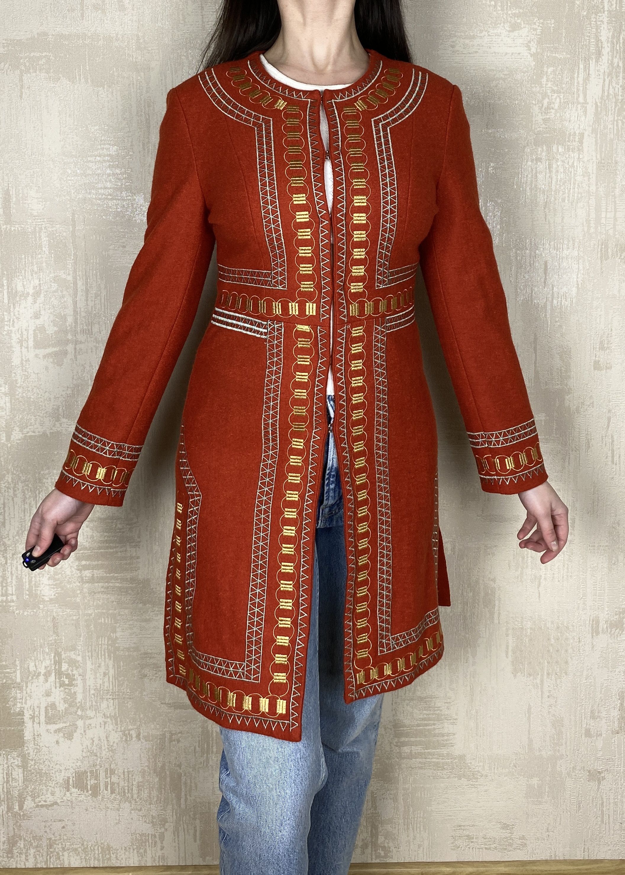 Anna Sui Anna Sui Wool Orange Bohemian Embroidered Details Coat Size M / US 6-8 / IT 42-44 - 4 Thumbnail