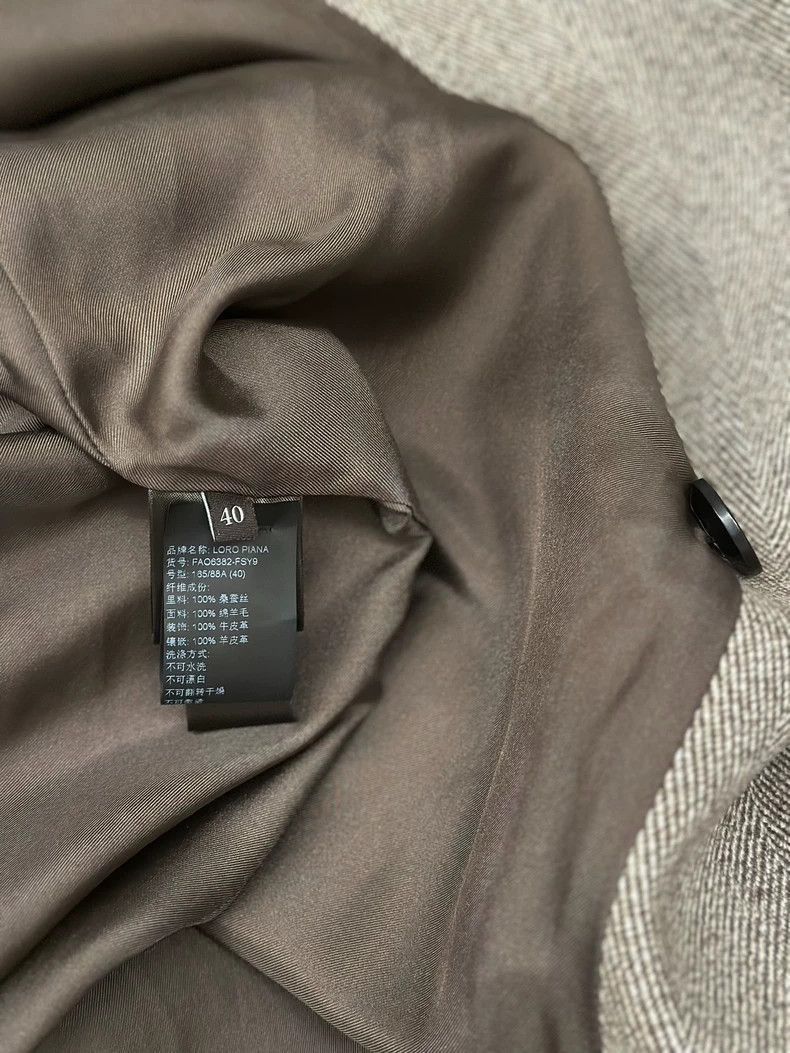 Other Loro Piana Gray Herringbone Wool Coat- Size US L / EU 52-54 / 3 - 4 Thumbnail