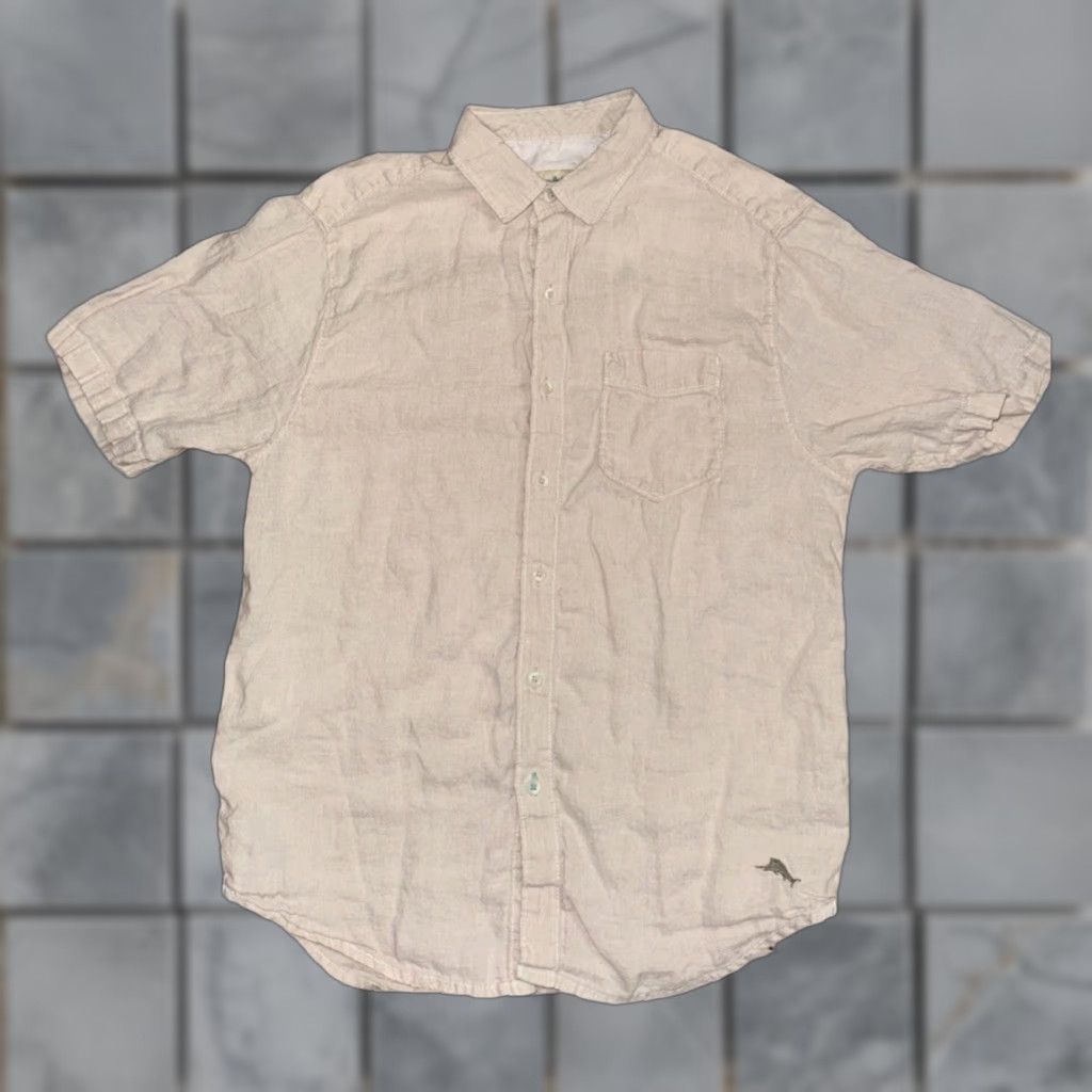 Tommy Bahama Tommy Bahama Shirt Men Small Tan 100% Linen Short Sleeve Button-Up Beach Classic Hawaiian Size US S / EU 44-46 / 1 - 1 Thumbnail