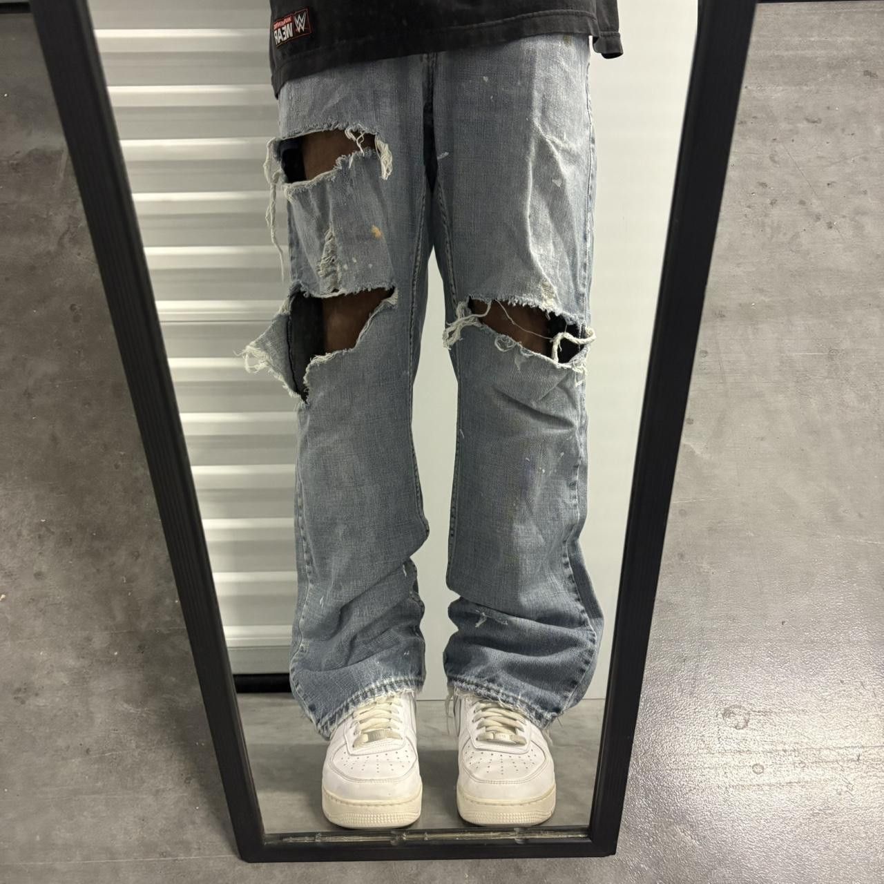 Vintage Crazy Vintage Y2K/2000s Distressed Skater Style Light Wash Denim jeans! Size US 34 / EU 50 - 1 Thumbnail