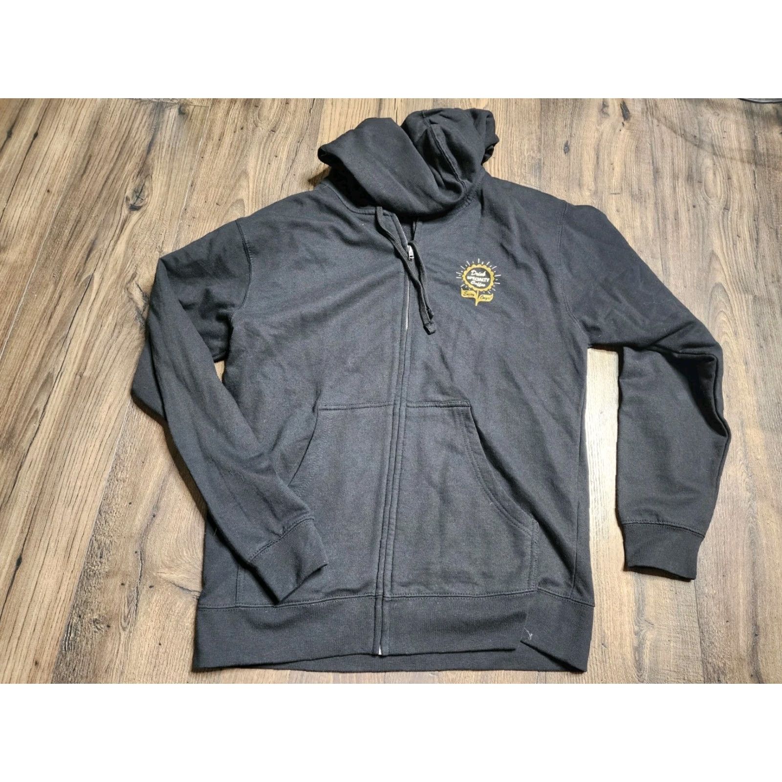 Vintage Men's M Black Cotton Blend Full Zip Hoodie Sweatshirt Graphic Print Have A Nice Day Fall Winter Casual Size US M / EU 48-50 / 2 - 5 Thumbnail