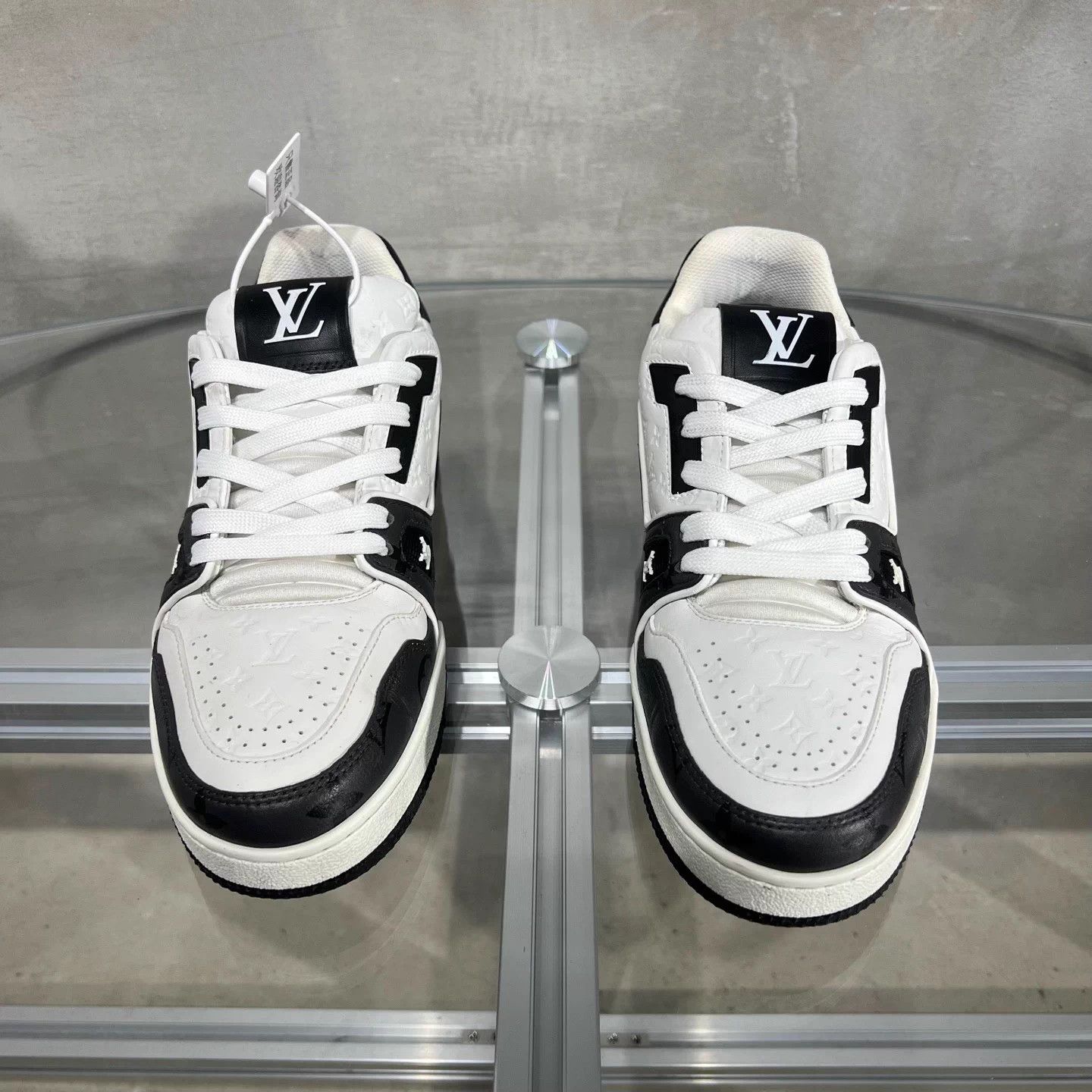Louis Vuitton LV Trainer Black & White Embossed UK4 38 Size US 6.5 / IT 36.5 - 1 Thumbnail