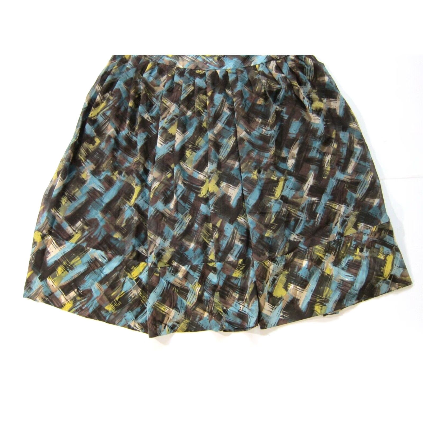 Vintage Tapemeasure Anthropologie Blue Green Abstract Pleated A-Line Skirt Women 8 Size 30" / US 8 / IT 44 - 5 Thumbnail