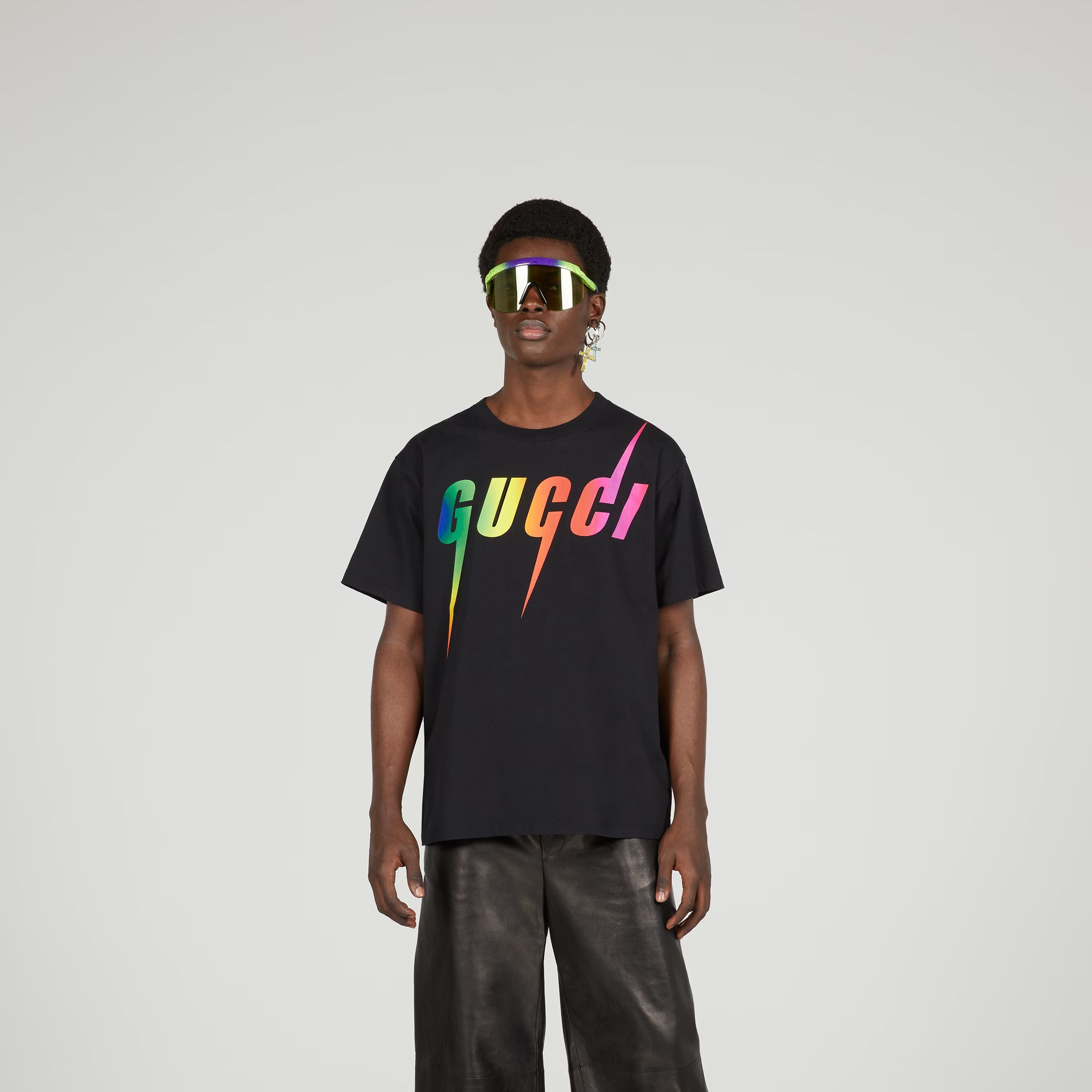 Gucci GUCCI T SHIRT BLACK GG MONOGRAM LOGO WHITE 616036 Gucci GUCCI T SHIRT BLACK GG MONOGRAM LOGO WHITE 616036