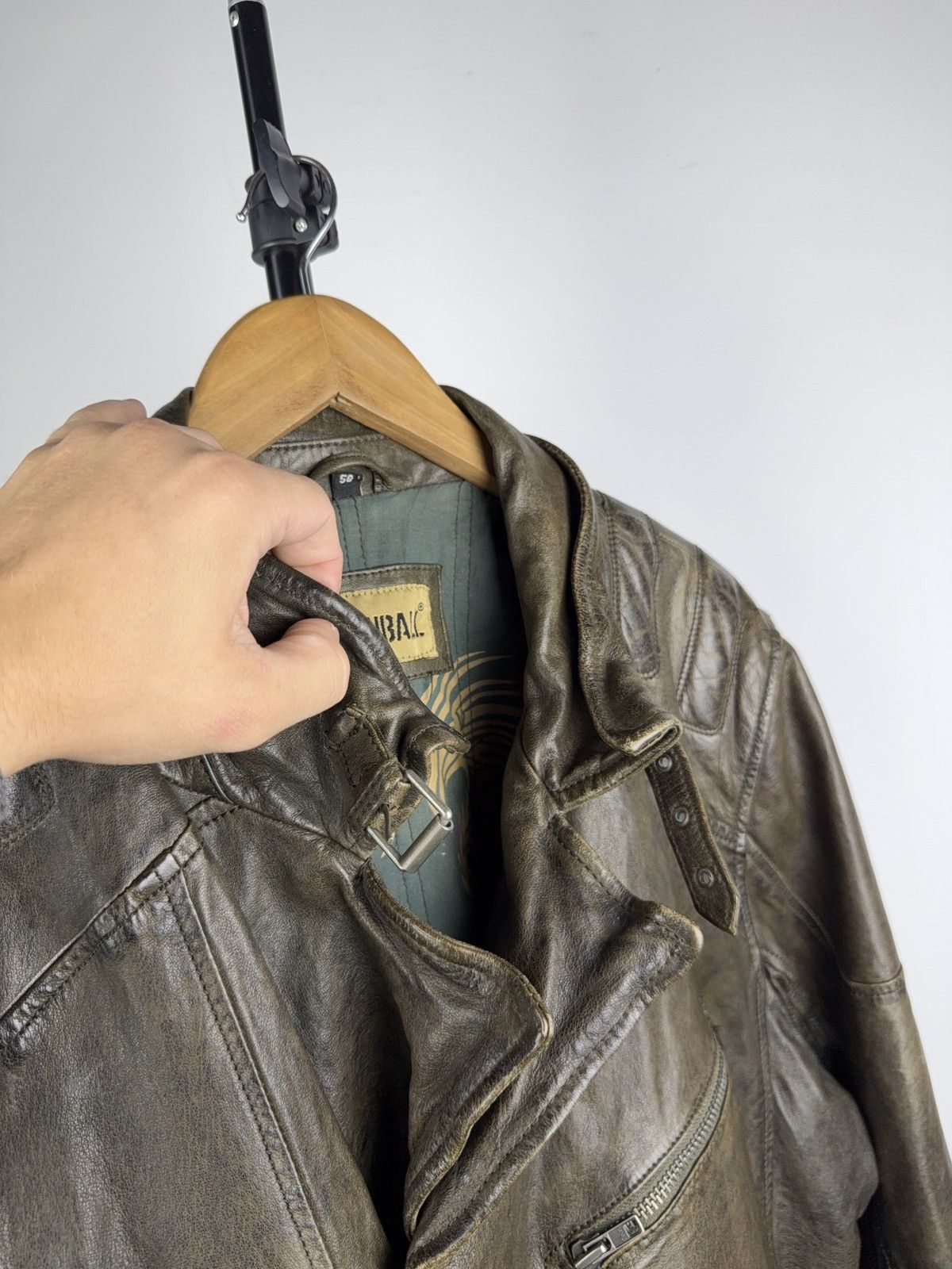 Leather Vintage 90s Genuine Leather MOTO Bomber Jacket Rock Punk Size US XL / EU 56 / 4 - 7 Thumbnail