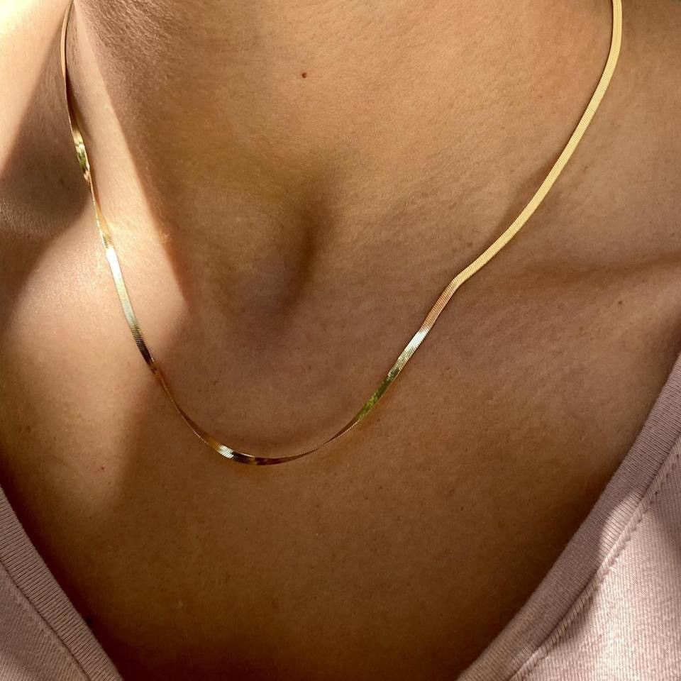 Designer ✨ 18K Gold Filled Herringbone Chain ✨ Size ONE SIZE - 1 Thumbnail
