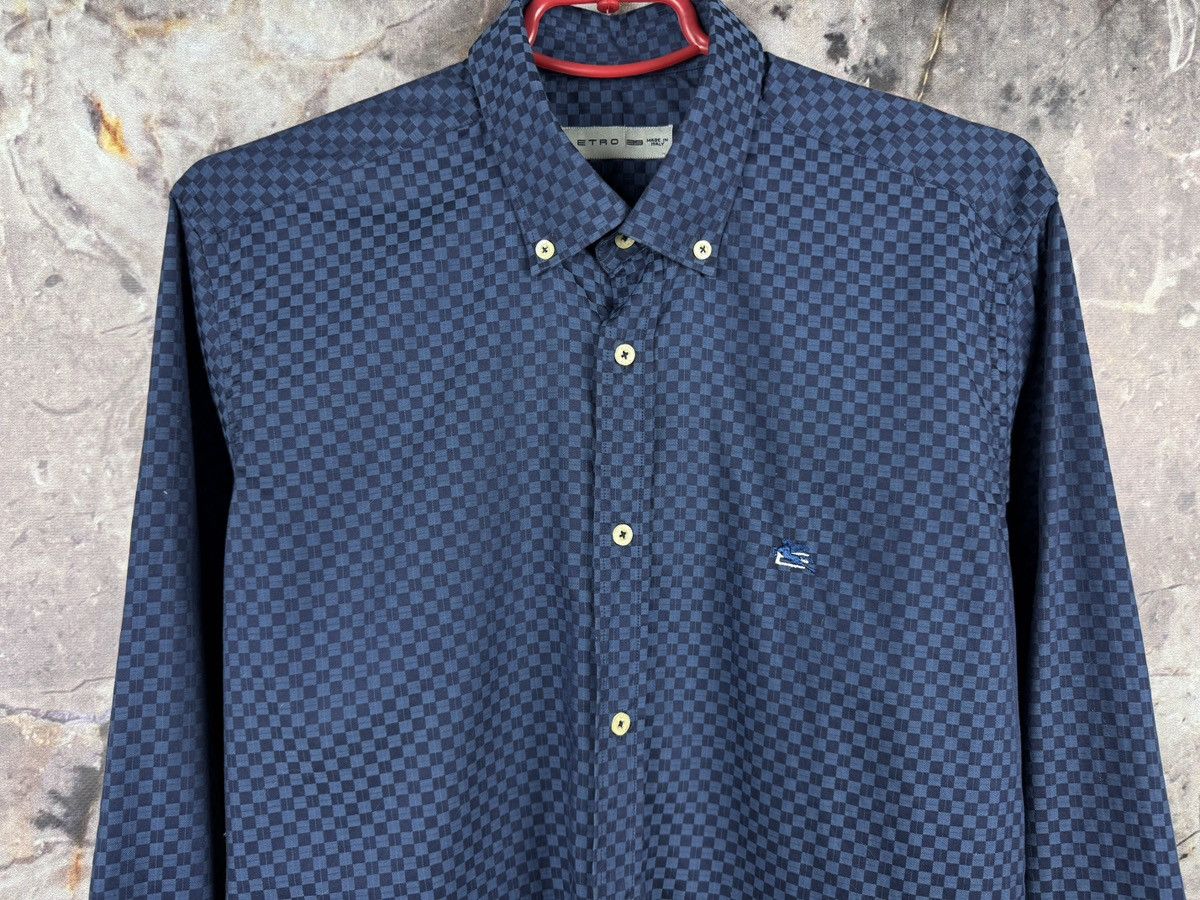 Etro Etro Men’s Button-Up Shirt Blue Checkered Pattern Long Sleev Size US M / EU 48-50 / 2 - 3 Thumbnail