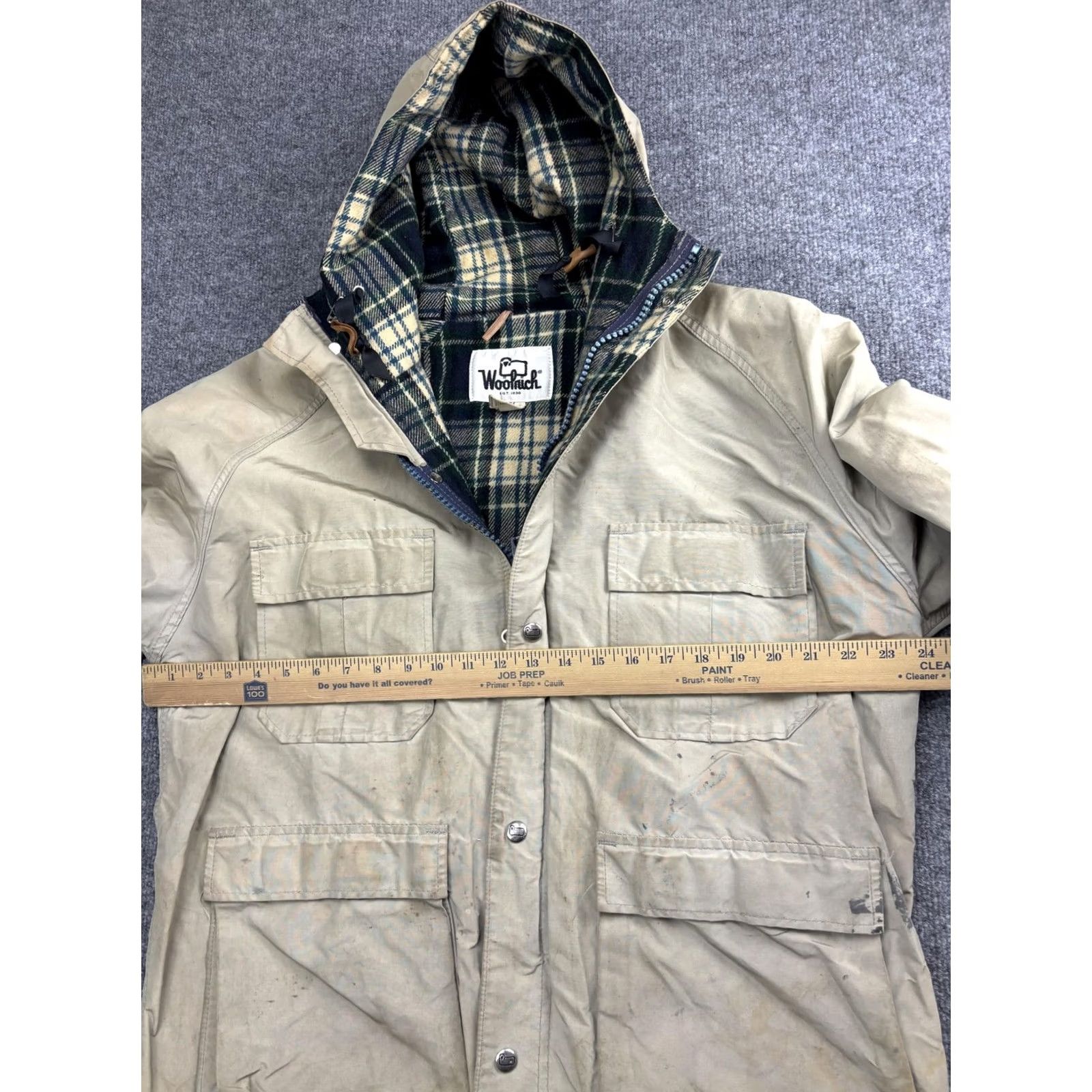 Vintage VINTAGE Woolrich Jacket Mens Medium Tan Hooded Wool Lined Parka Made USA 80s Size US M / EU 48-50 / 2 - 4 Thumbnail